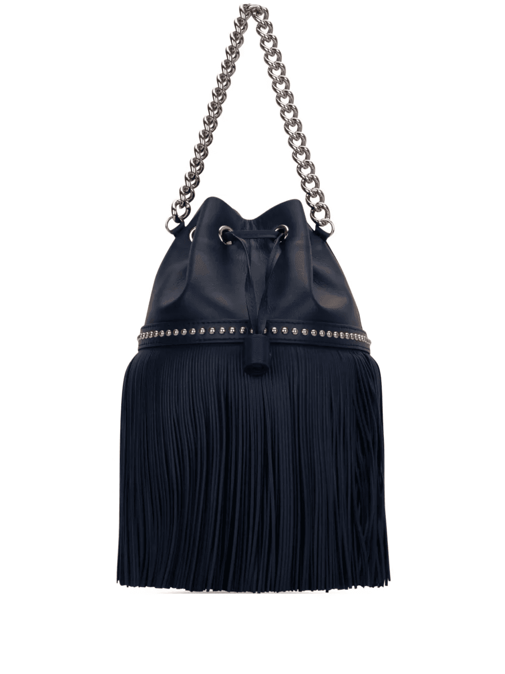 fringed chain-strap bucket bag - Image 1
