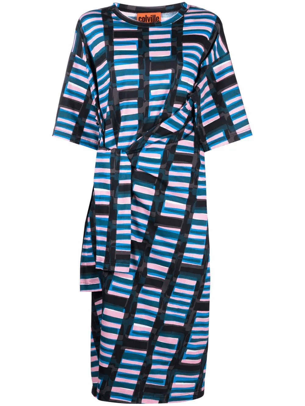 abstract-print twisted midi dress - Image 1