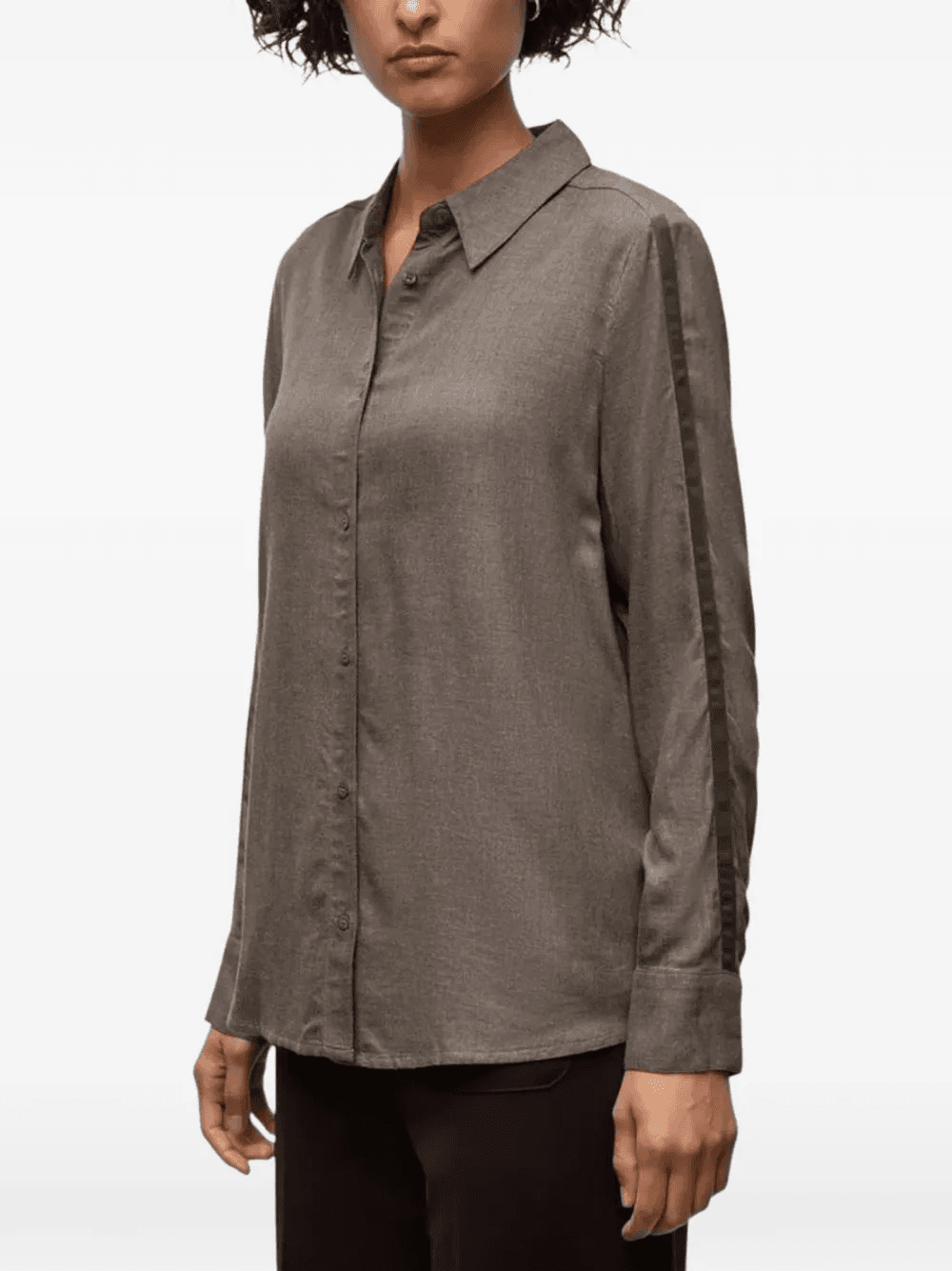 side-stripe button-up shirt - Image 1