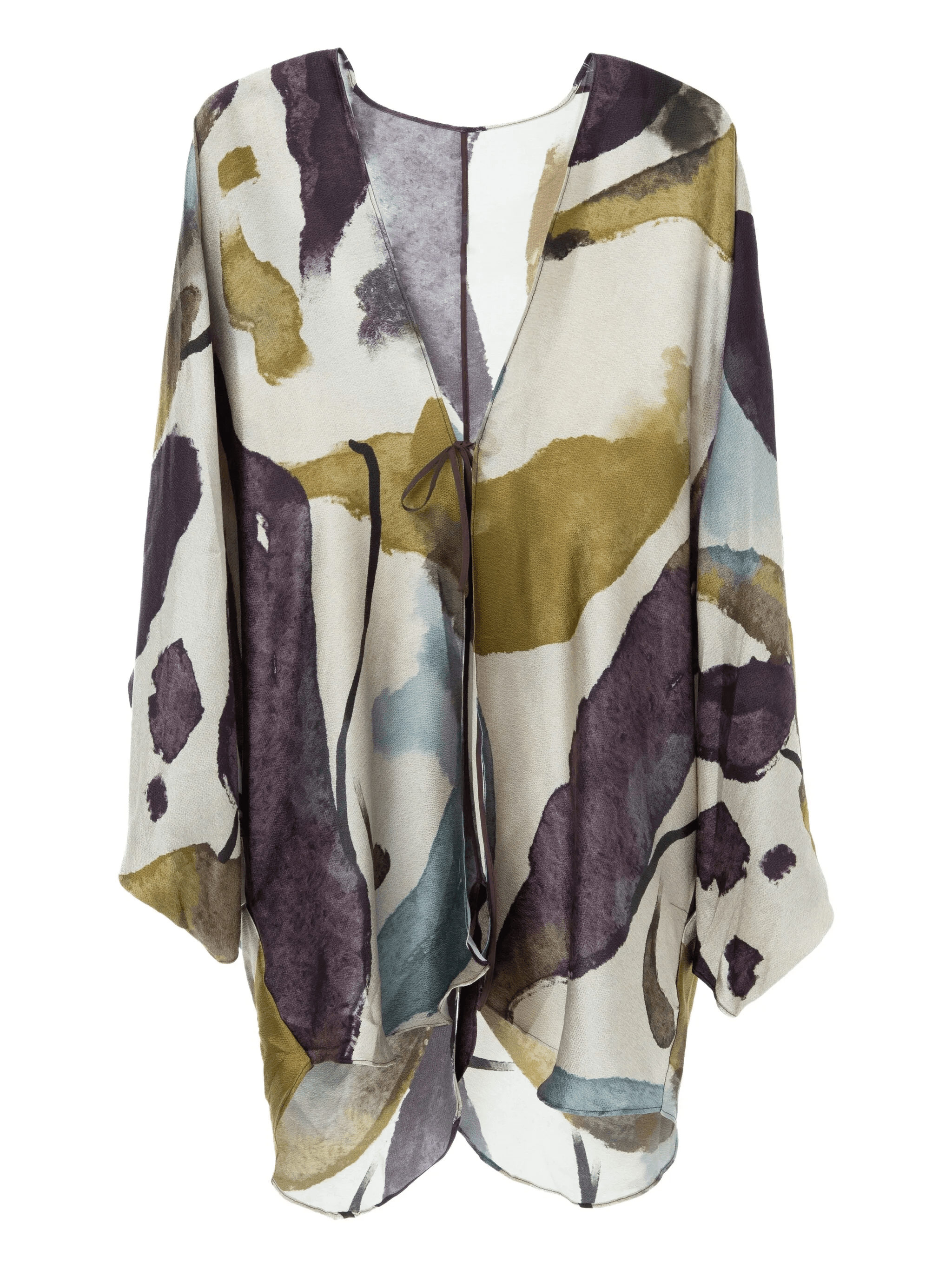 abstract-print silk cardigan - Image 1
