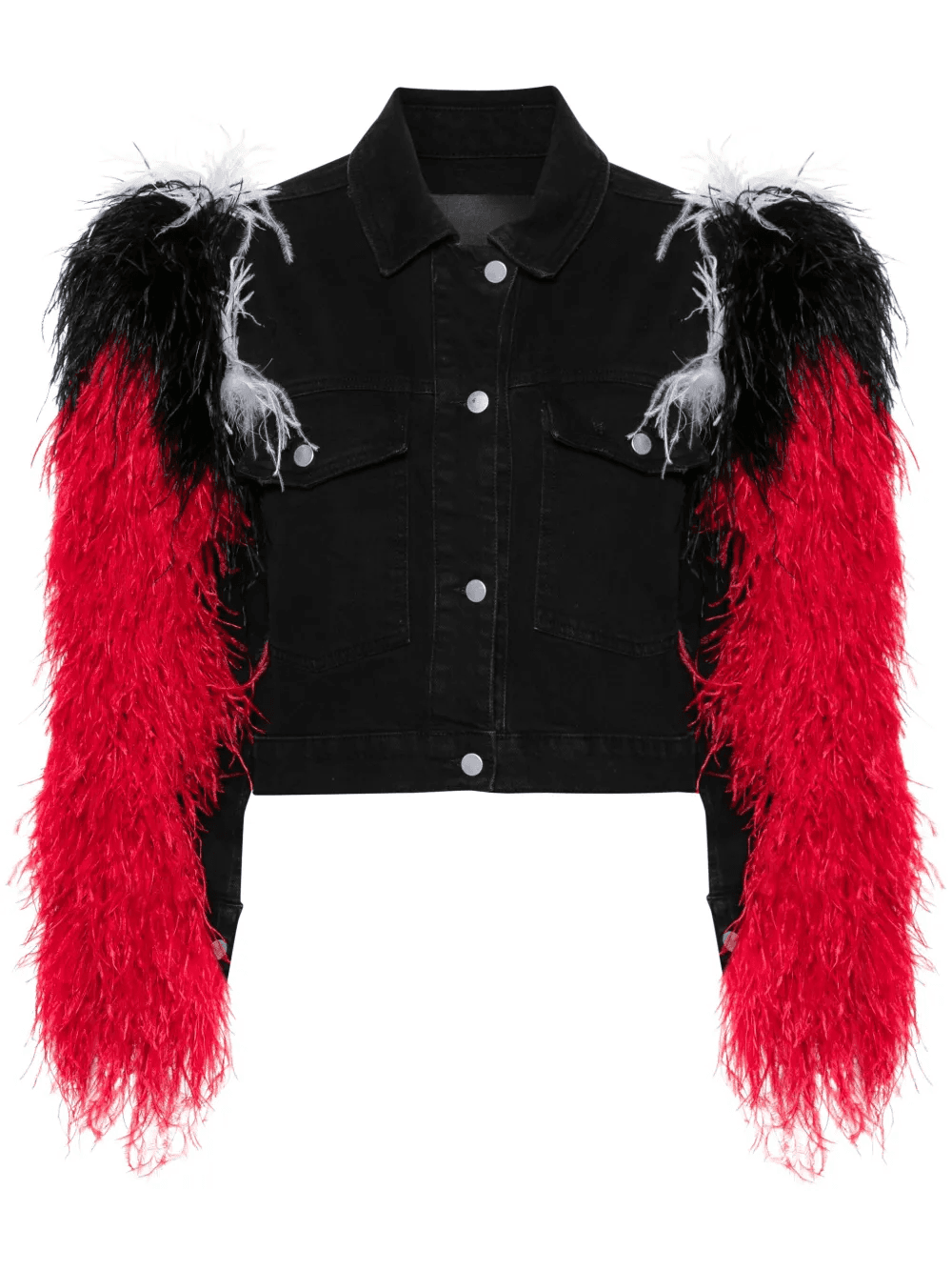 feather-detail denim jacket - Image 1