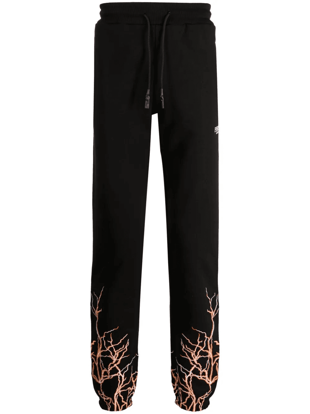 Lightning-embroidered cotton track pants - Image 1
