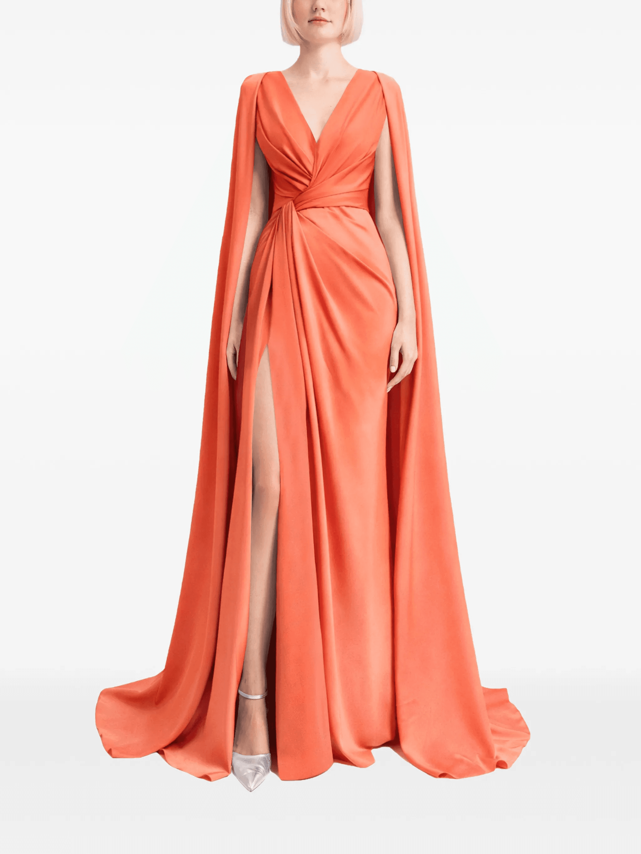 draped cape-sleeve dress - Image 1