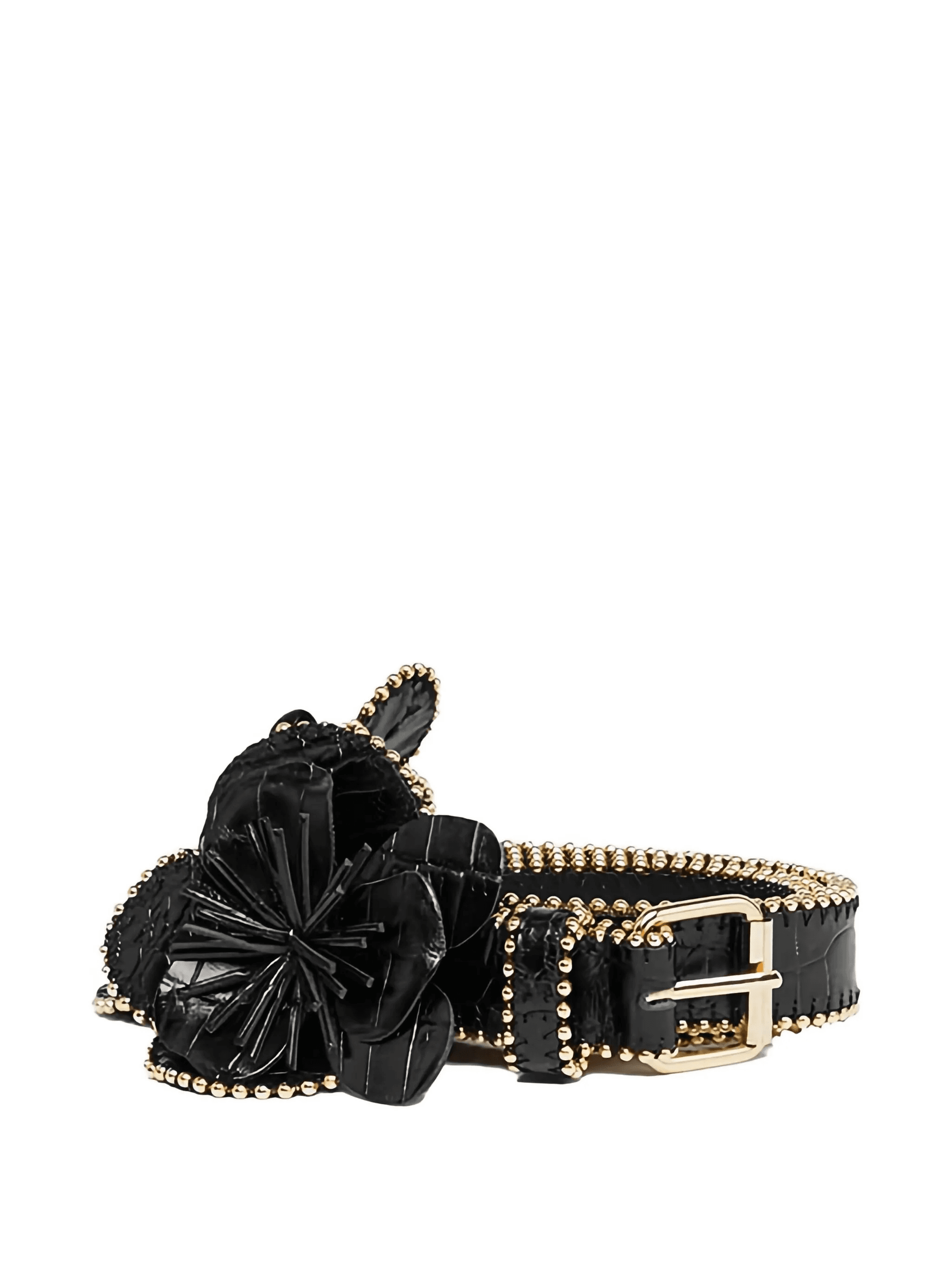 flower-embellished studded belt - Image 1