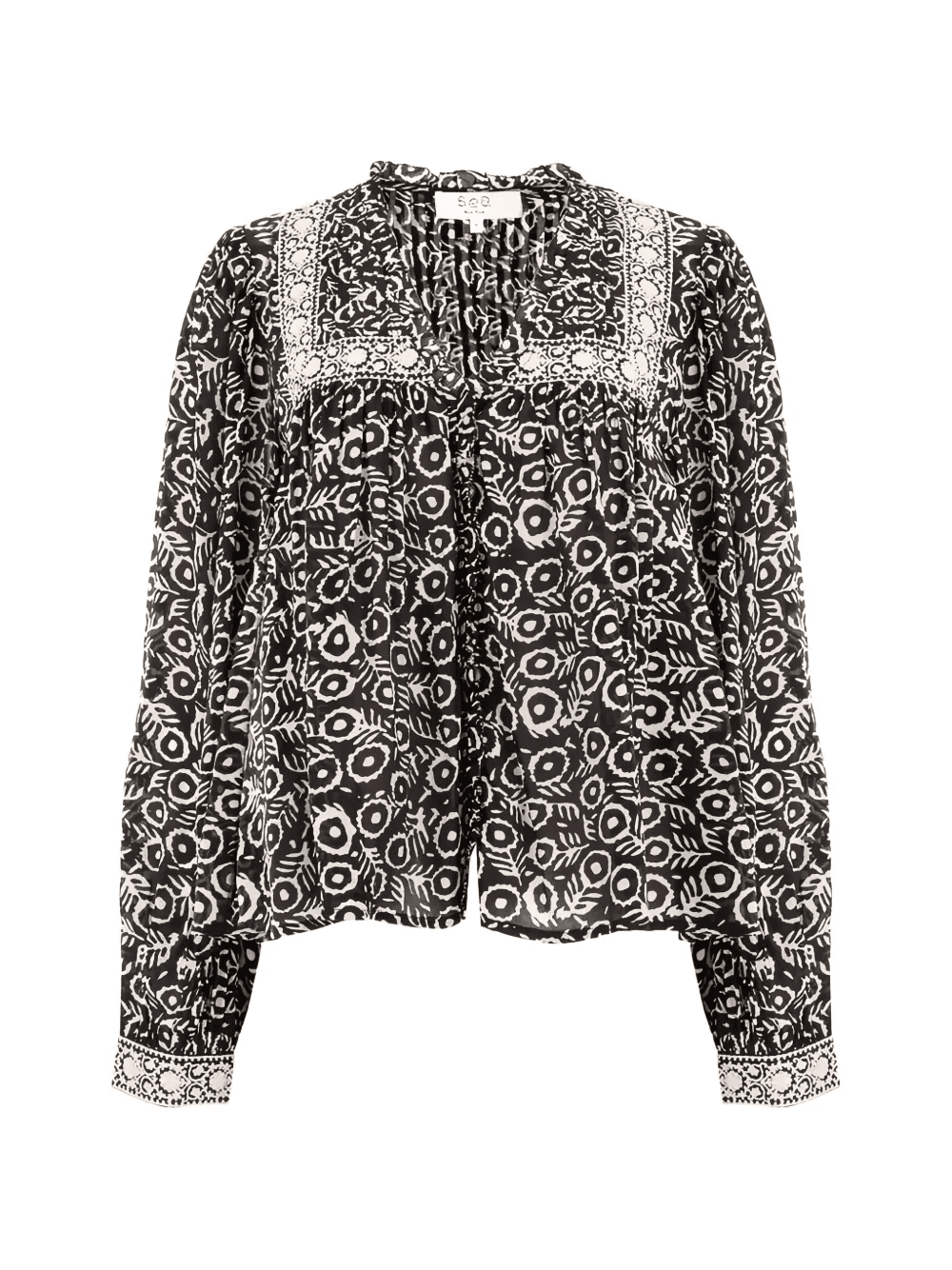 Emmeline printed long-sleeve blouse - Image 1