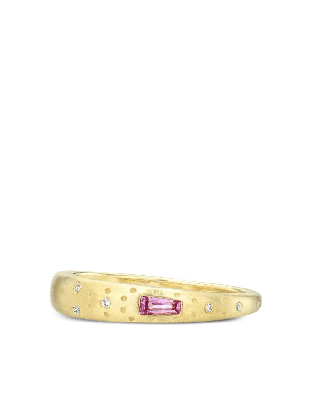 18K yellow gold Supernova pink sapphire and diamond ring - Image 1