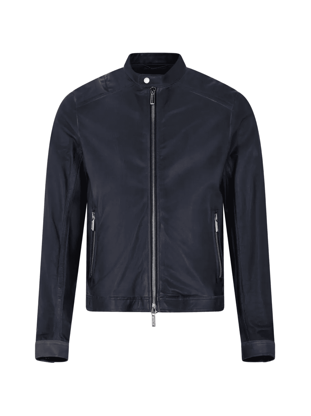 zip collar leather jacket - Image 1