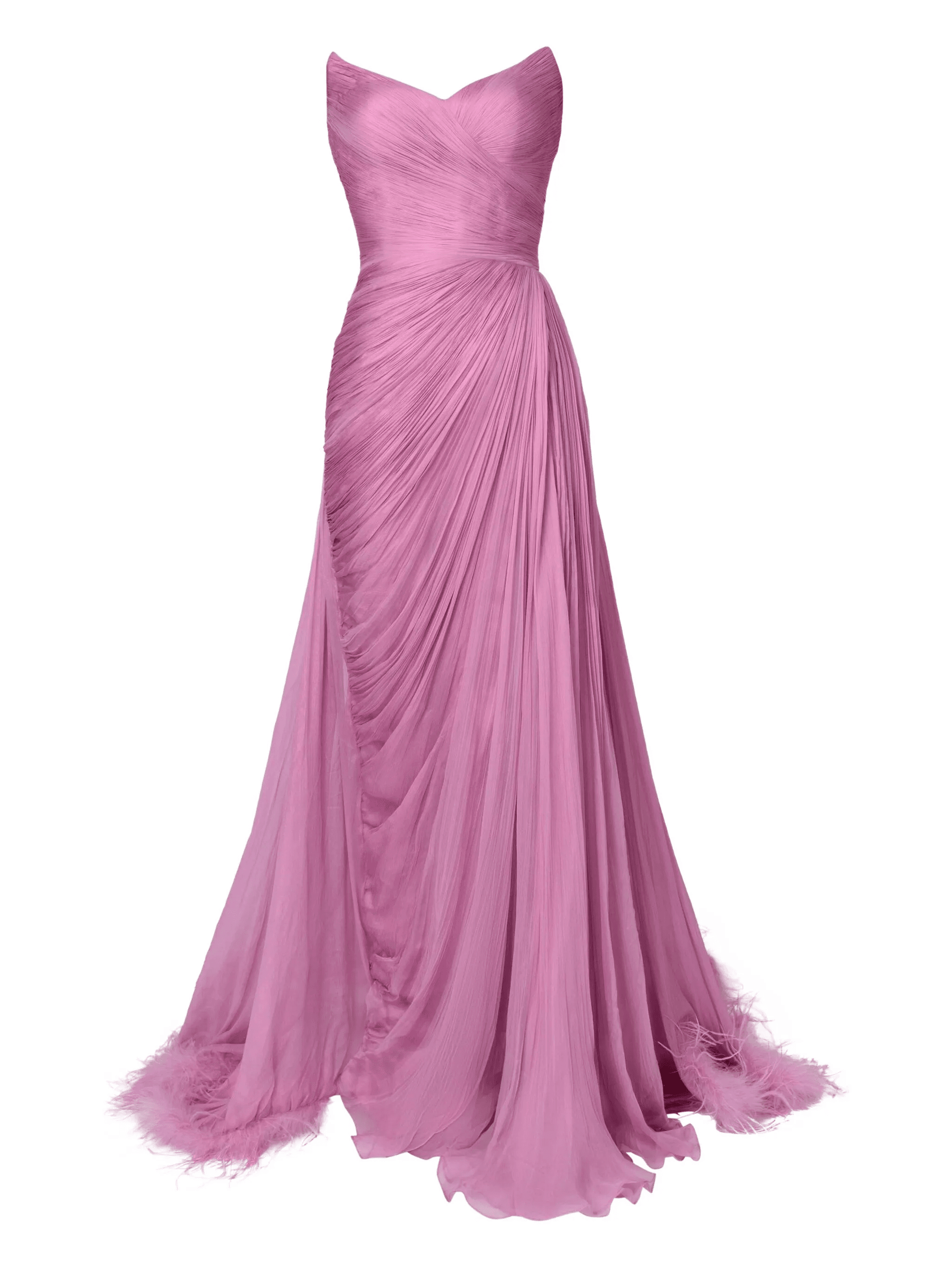 feather-trimmed pleated maxi dress - Image 1