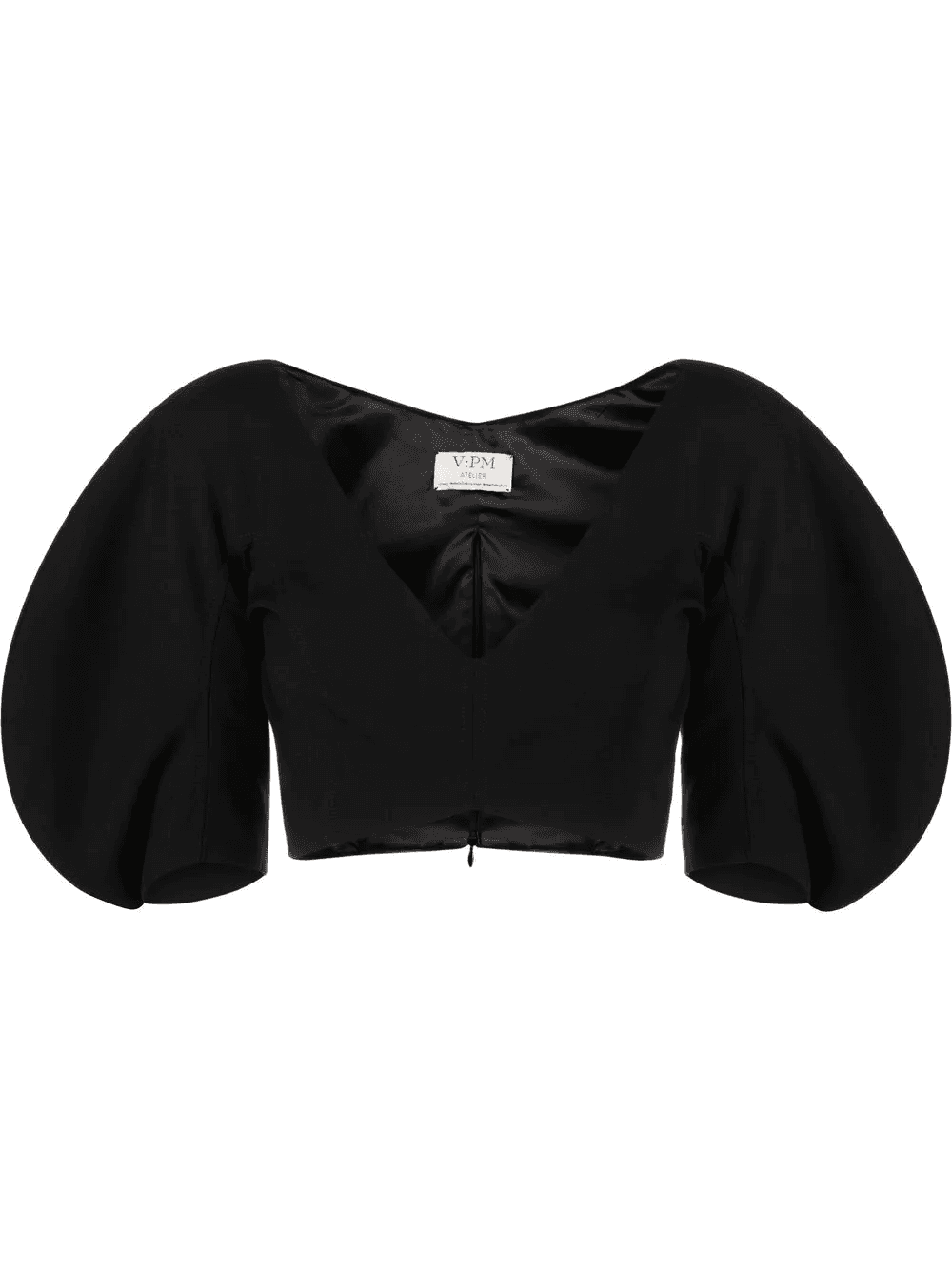 Swirl puff-sleeve crop top - Image 1