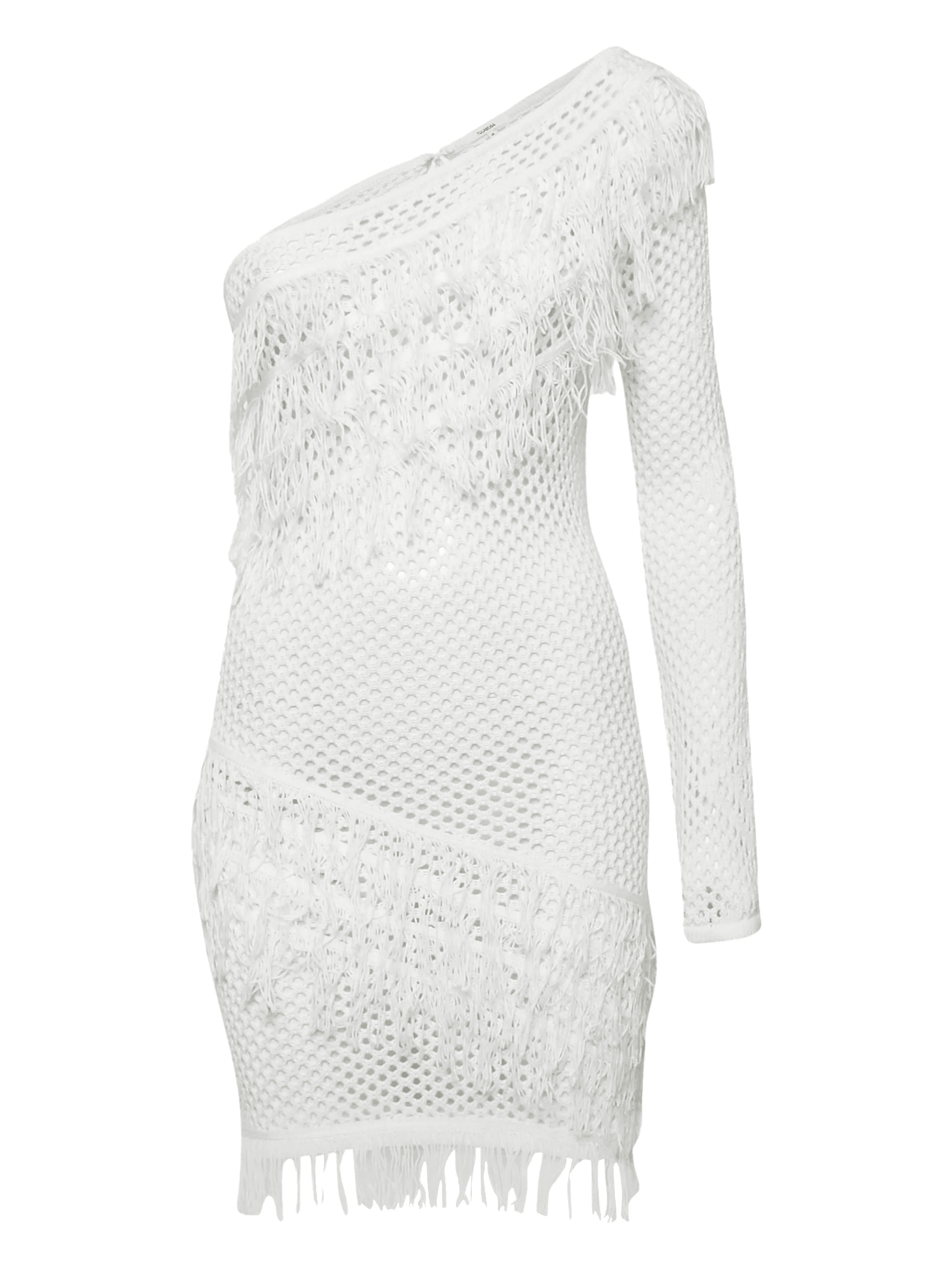 crochet-fabric one-shoulder mini dress - Image 1