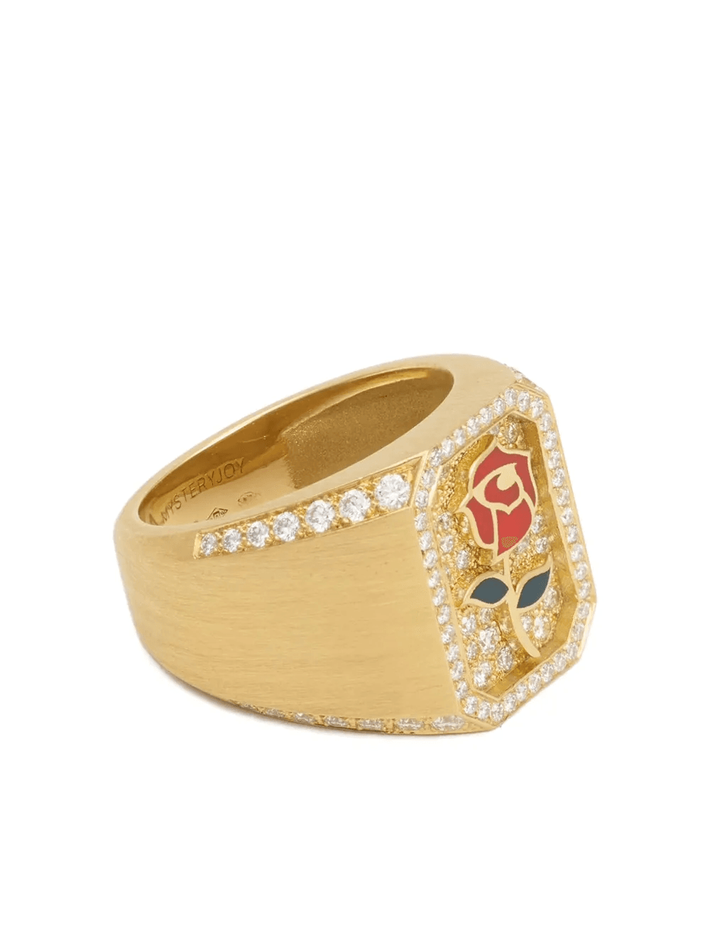 18K yellow gold Antique Rose diamond signet ring - Image 1