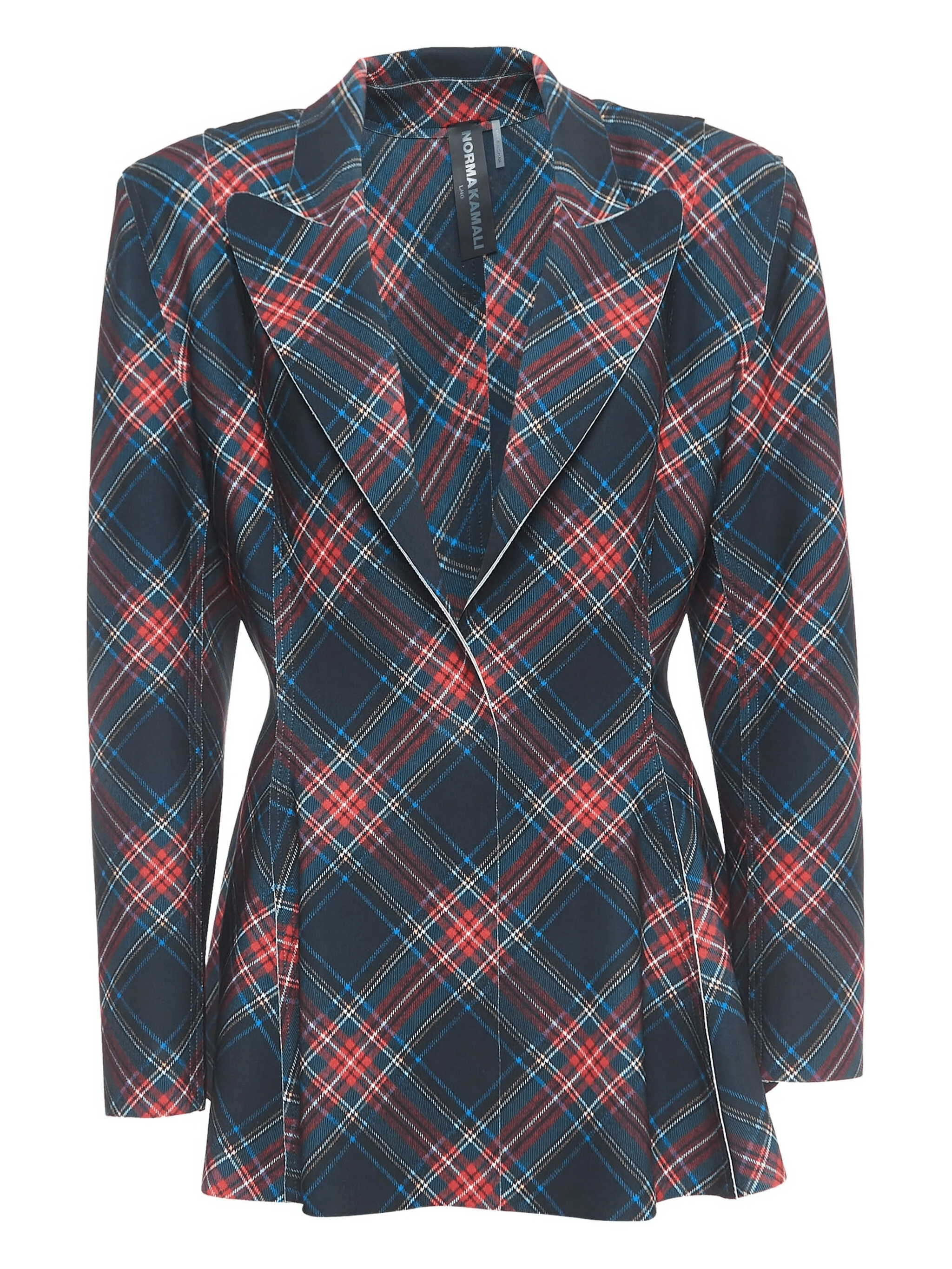 pre-owned plaid peplum jacket - Image 1