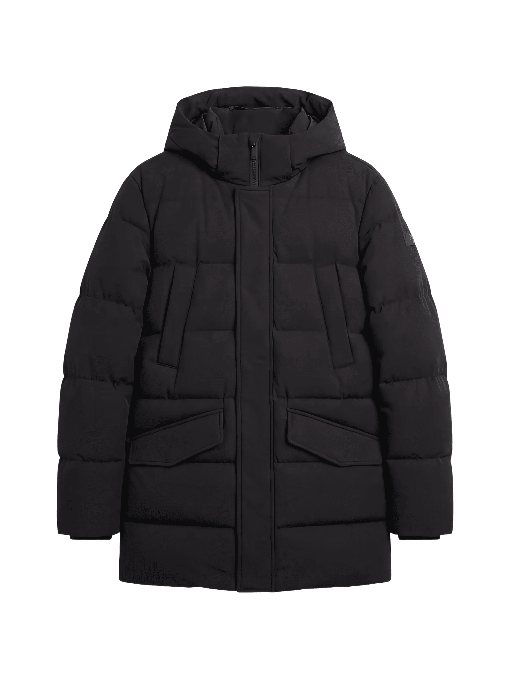 hooded flap-pocket coat - Image 1