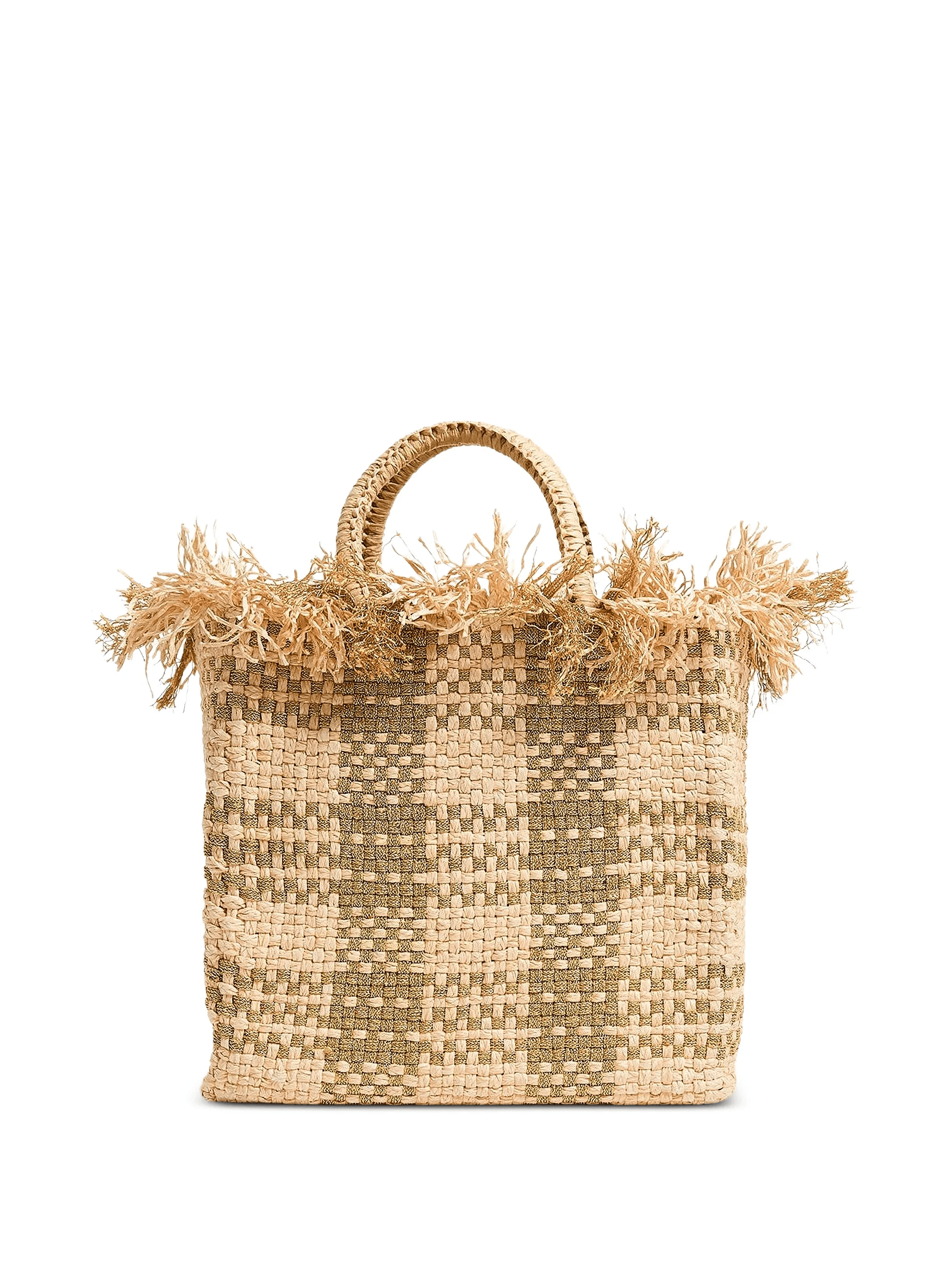 woven raffia check mate bag - Image 1