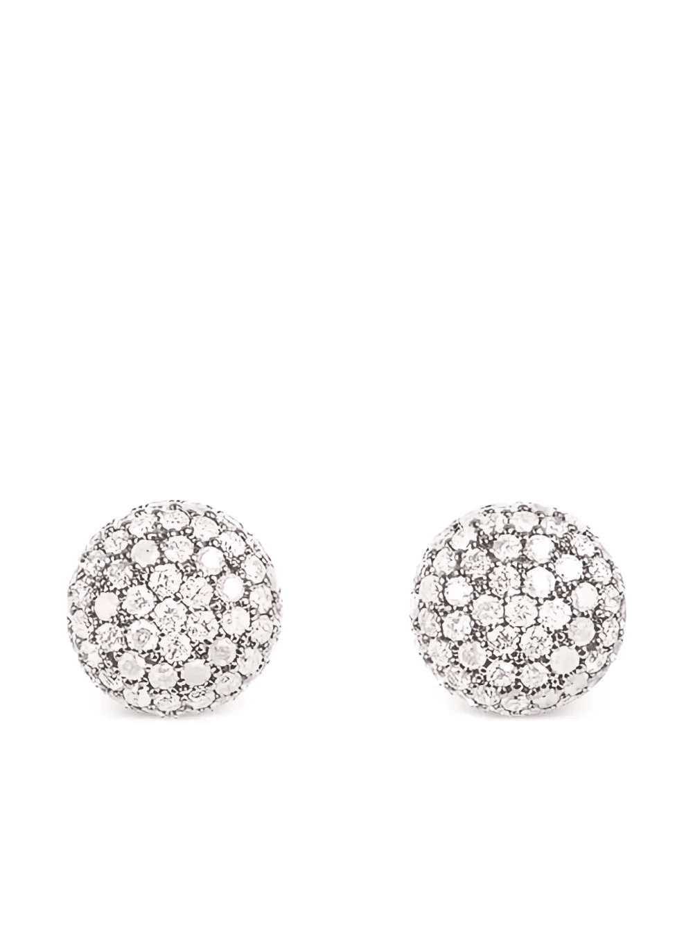 18K white gold pave diamond button earrings - Image 1