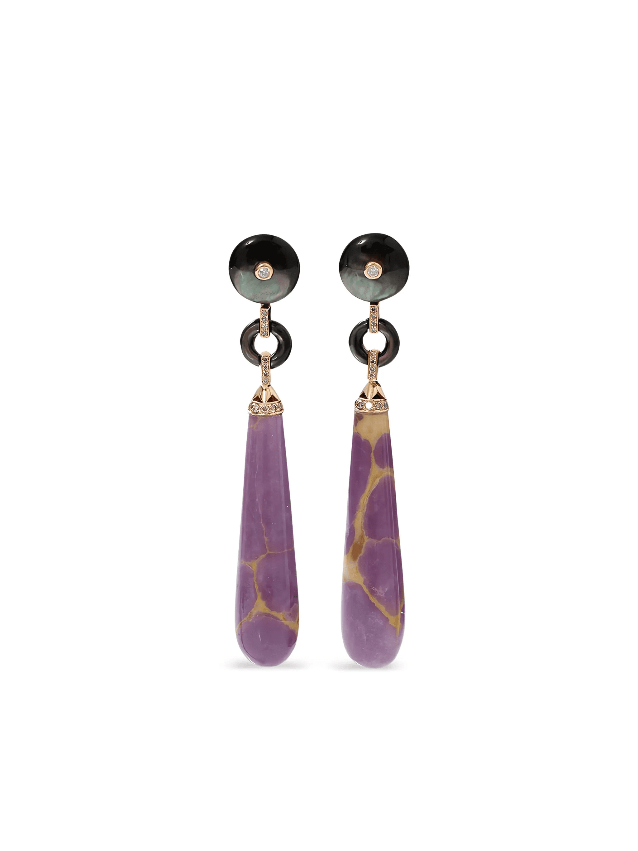 18k rose gold drop multi-stone earrings - Image 1