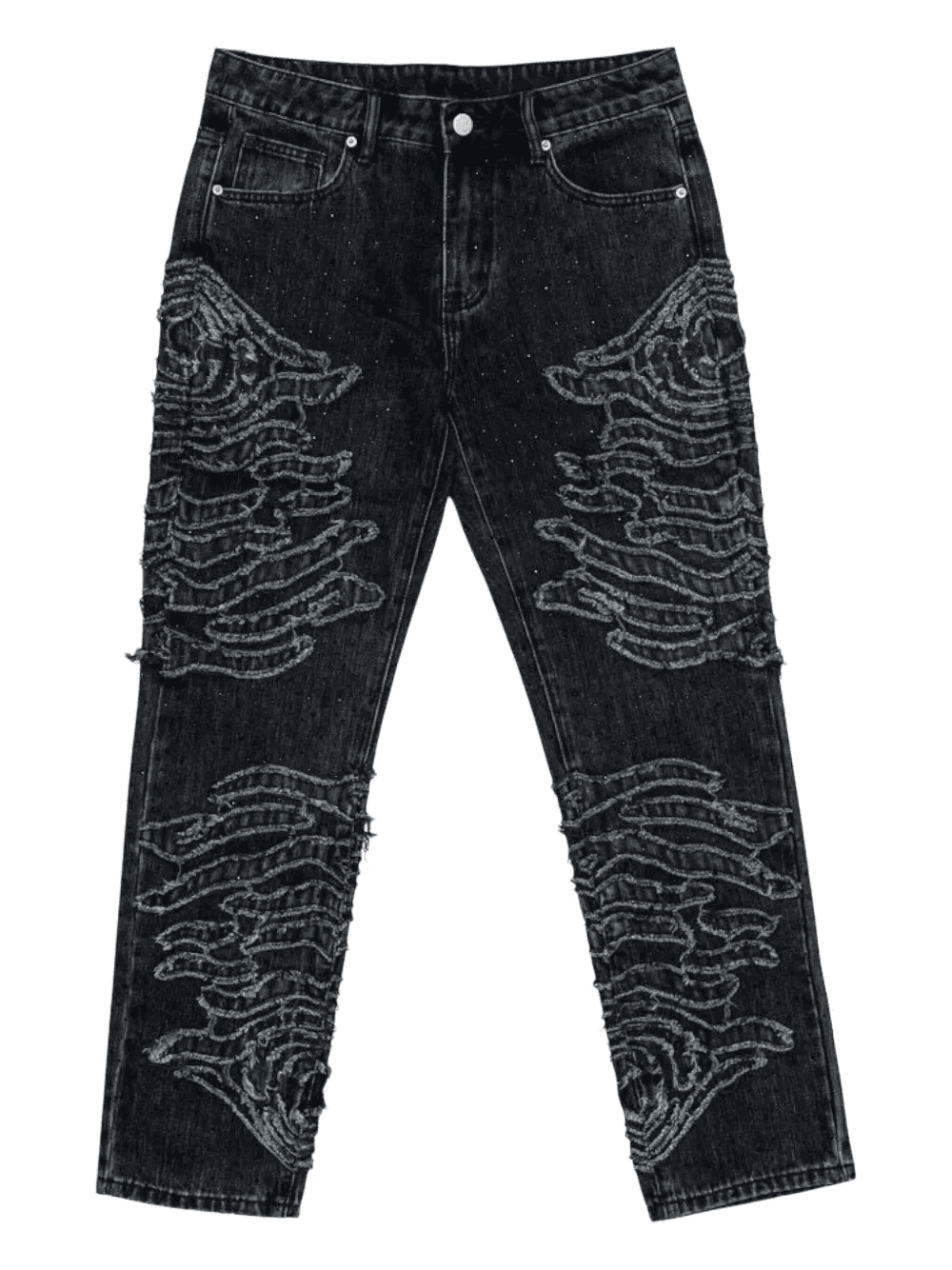 zebra-pattern embellished jeans - Image 1