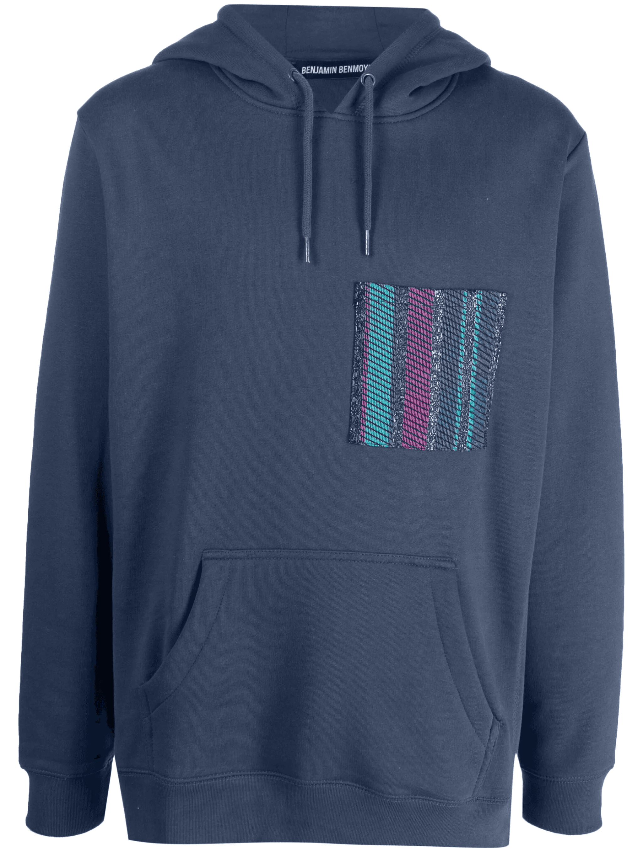 striped-patch organic-cotton hoodie - Image 1