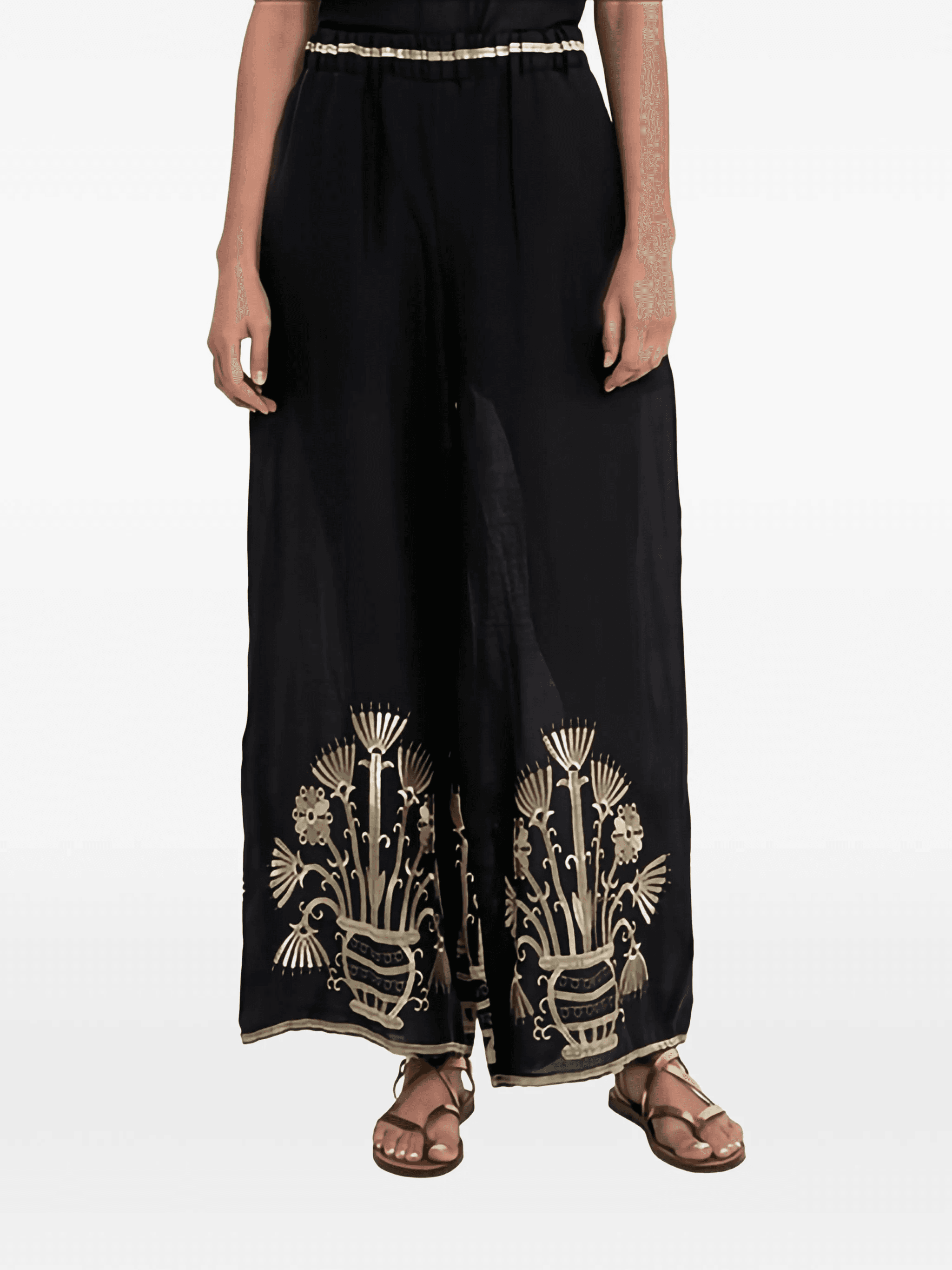 elastic-waistband printed trousers - Image 1