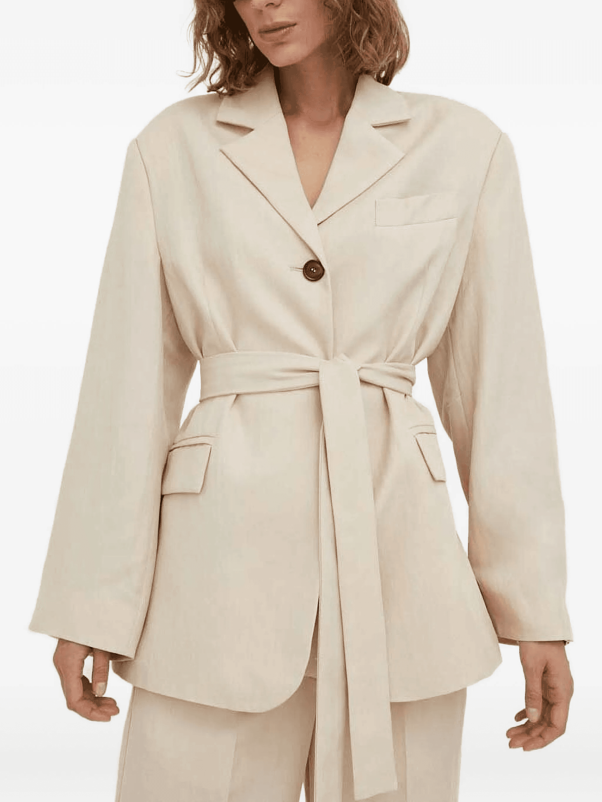 belted notched-lapel blazer - Image 1