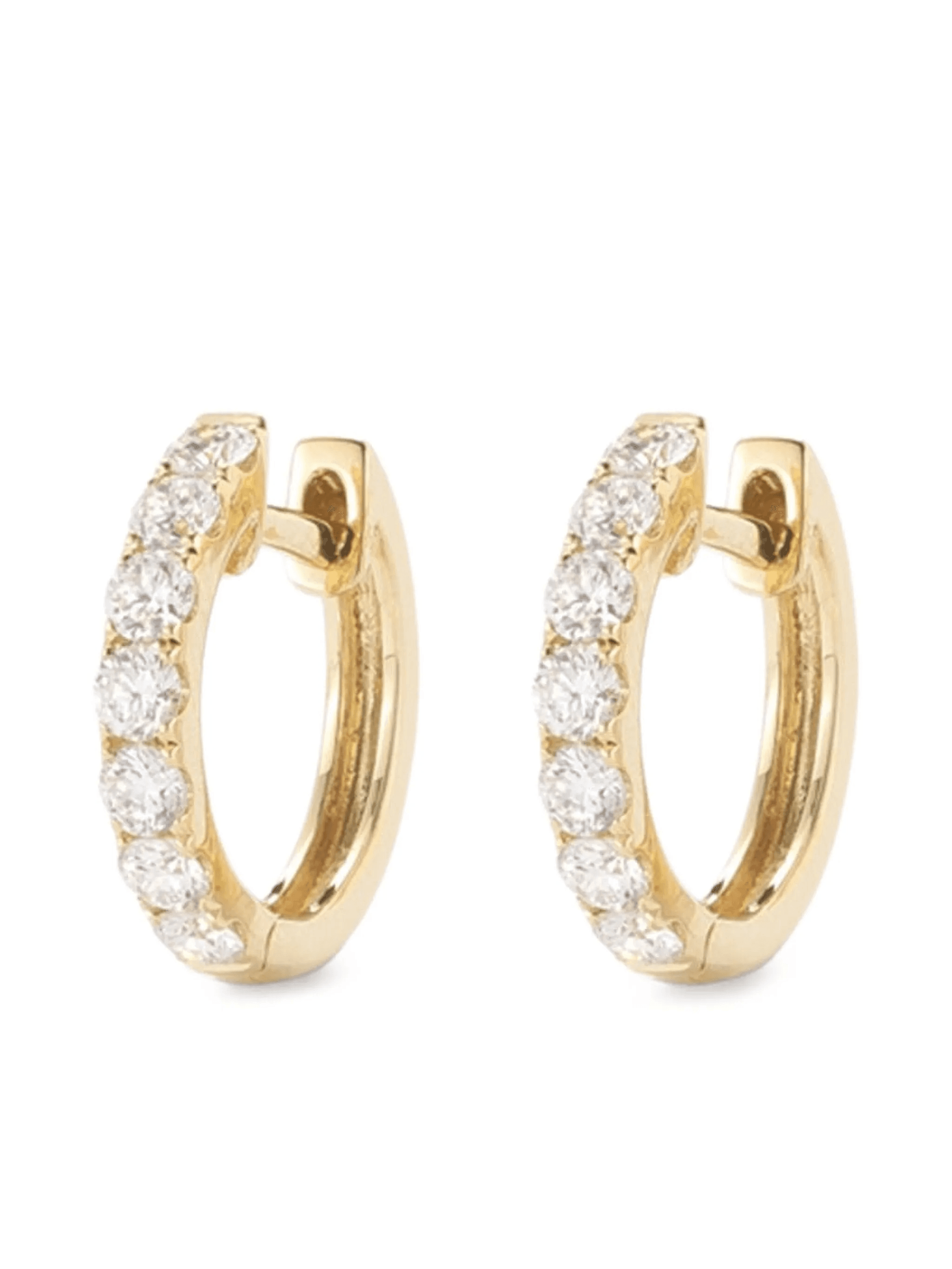 14K yellow gold hoop diamond earrings - Image 1