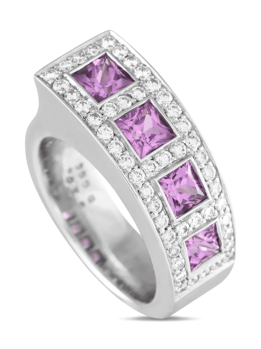 18K white gold sapphire and diamond ring - Image 1