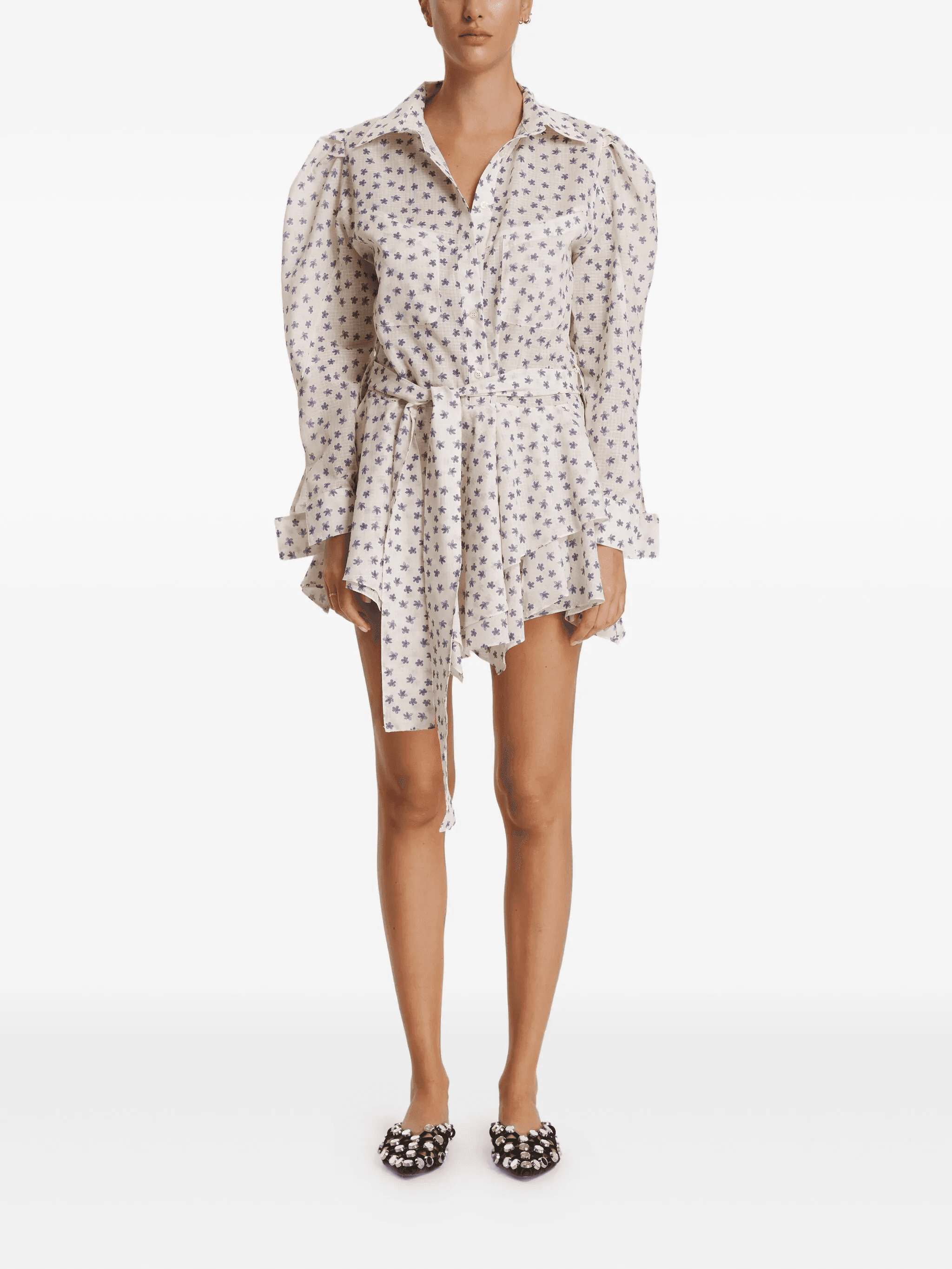 floral puff-sleeve dress - Image 1