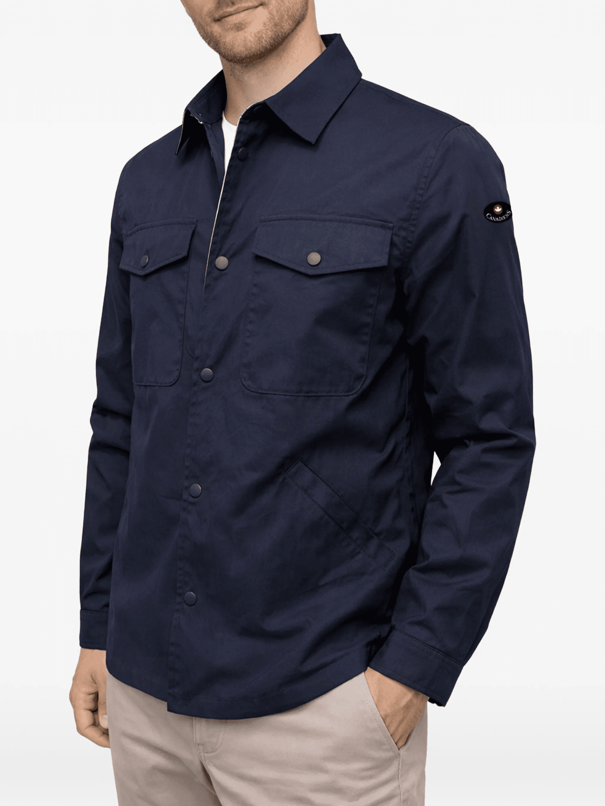 patch-pockets button-down shirt jacket - Image 1
