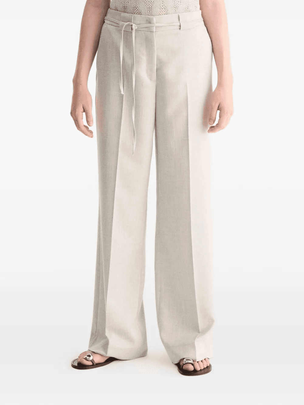 drawstring pressed-crease trousers - Image 1