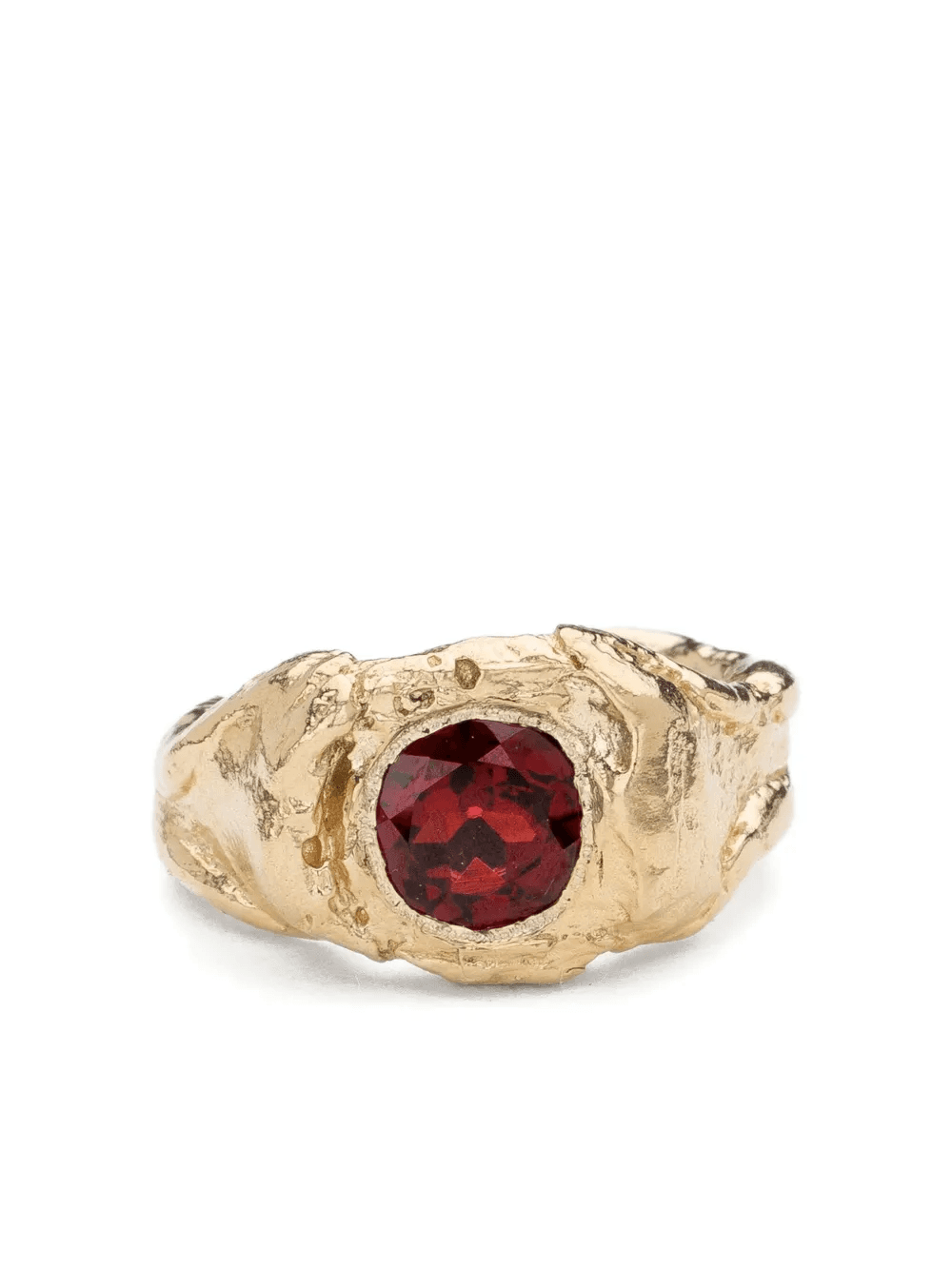 14K yellow gold garnet ring - Image 1