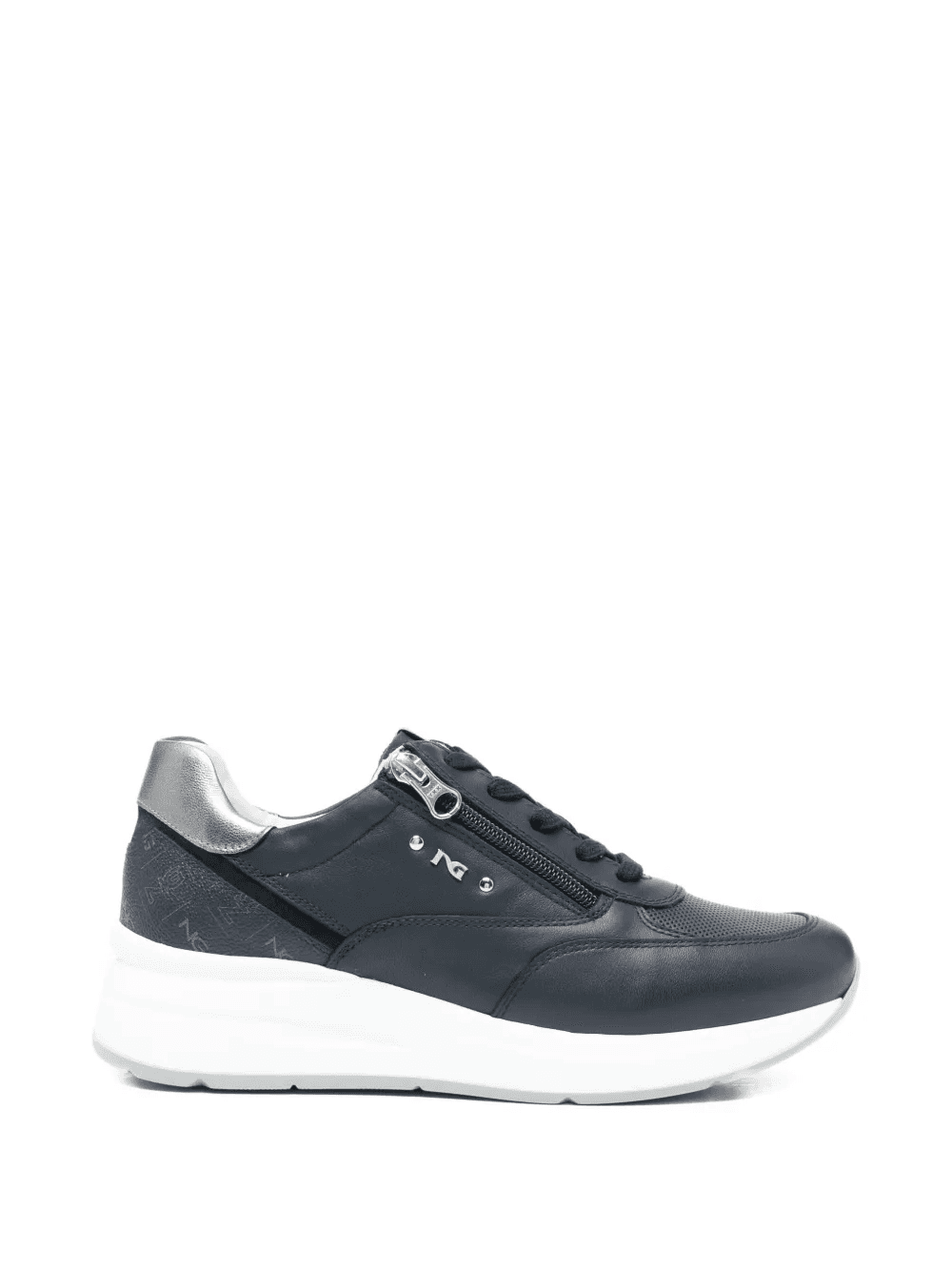 zip-detail leather sneakers - Image 1