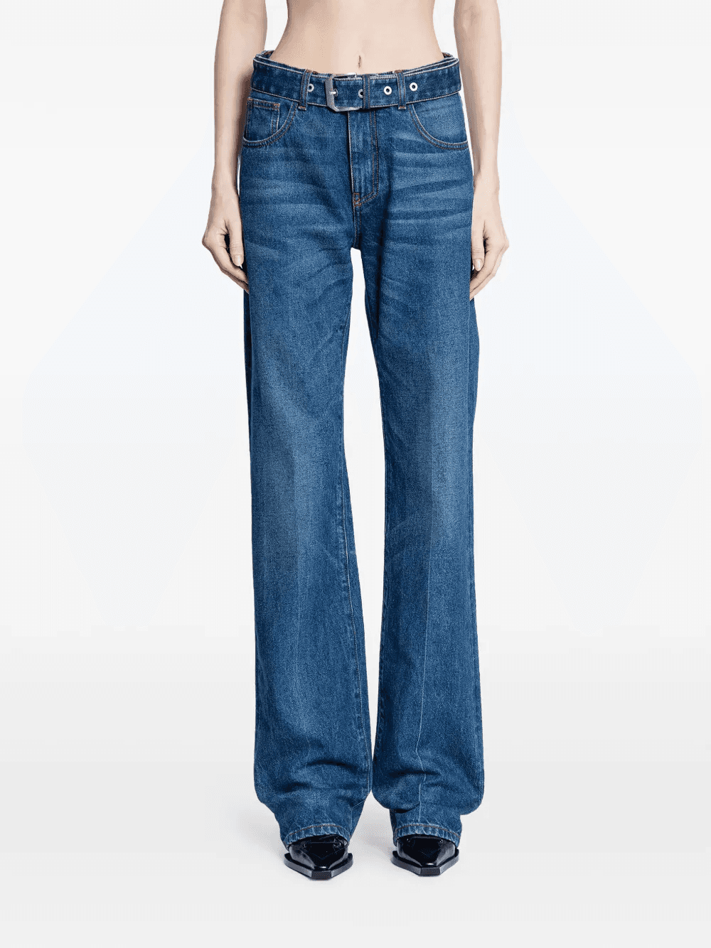 belted denim jeans - Image 1