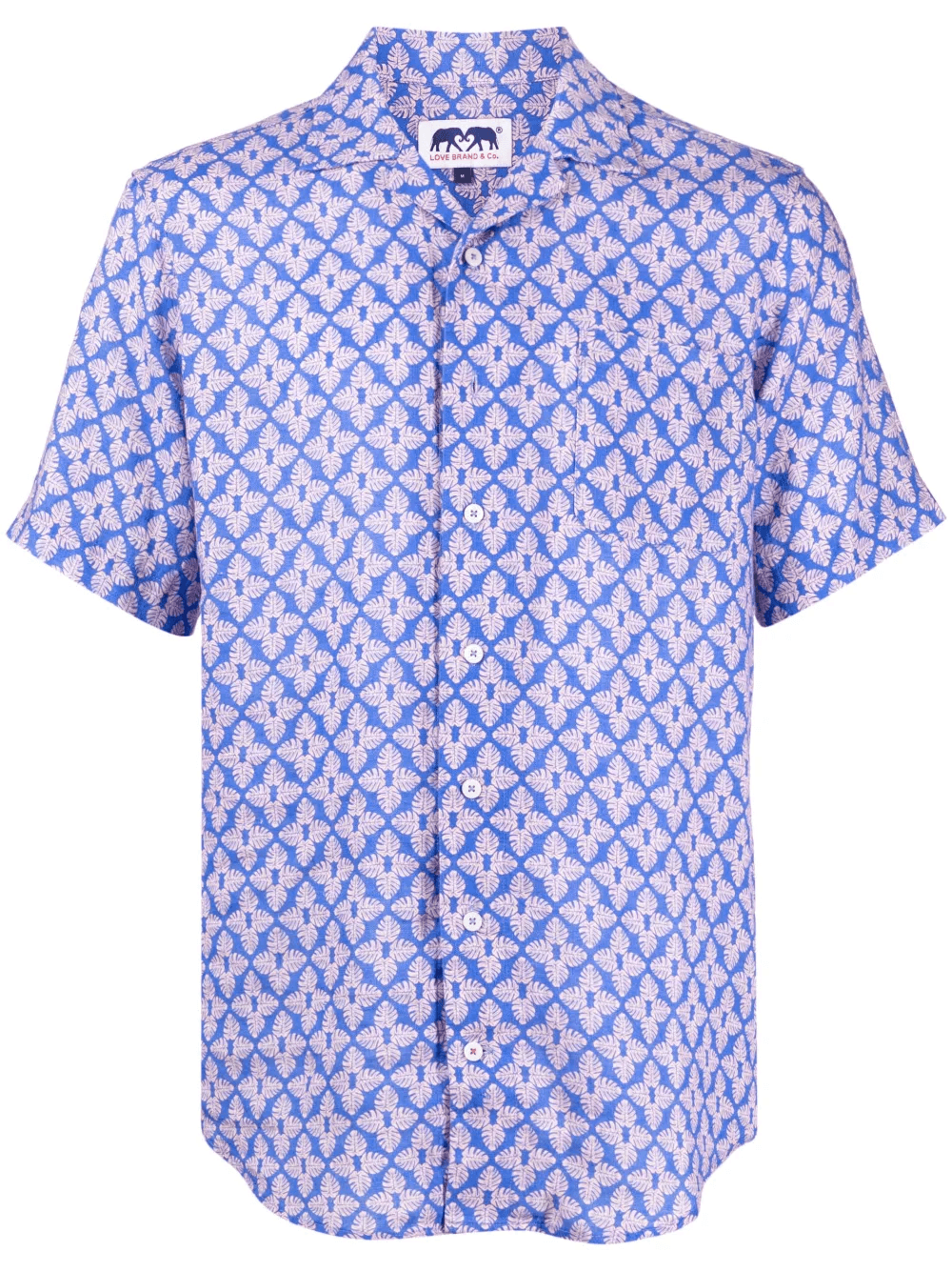 graphic-print linen shirt - Image 1