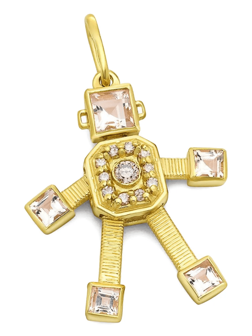 18K yellow gold Robot diamond pendant - Image 1