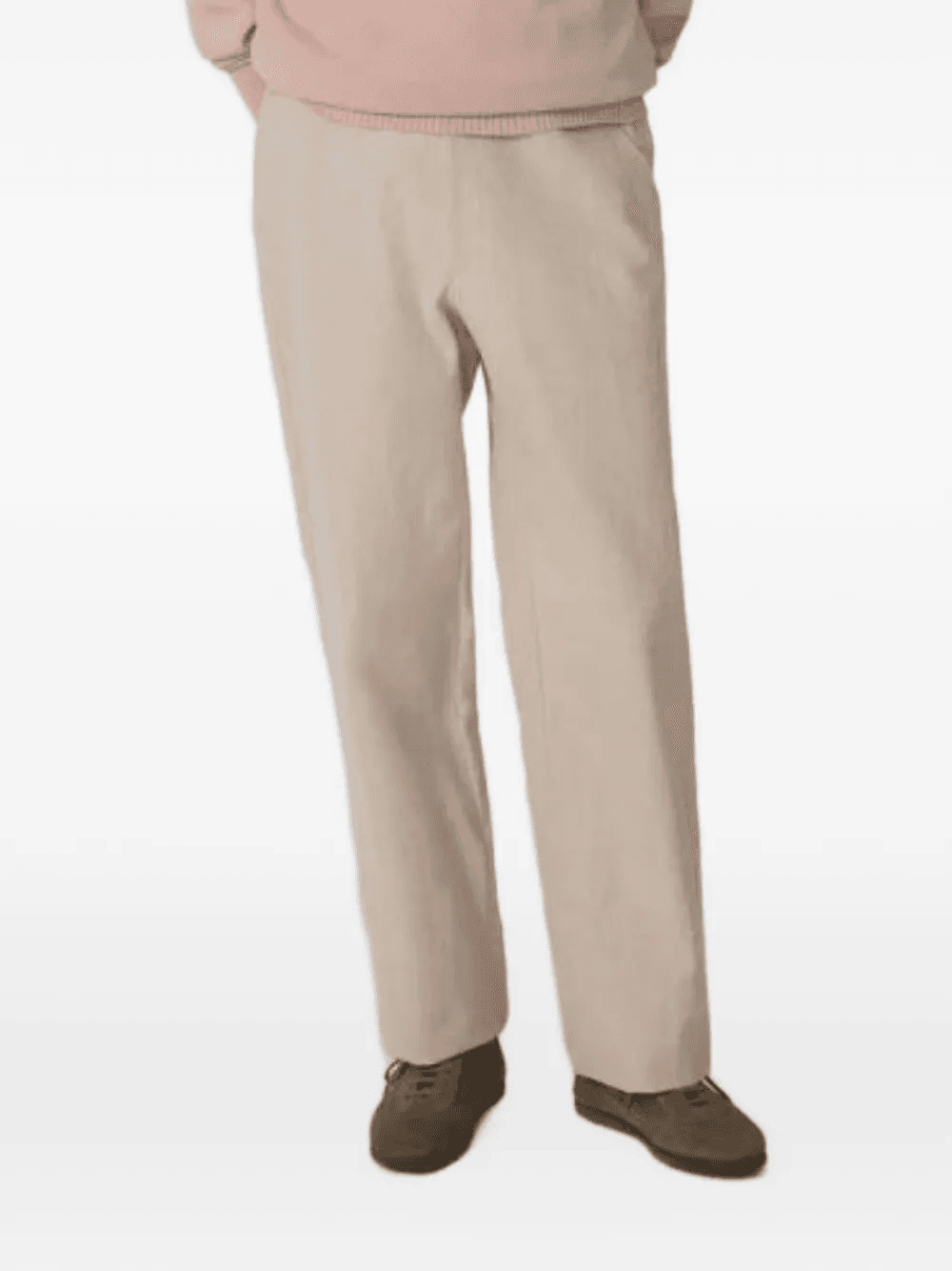 belted brushed-texture trousers - Image 1