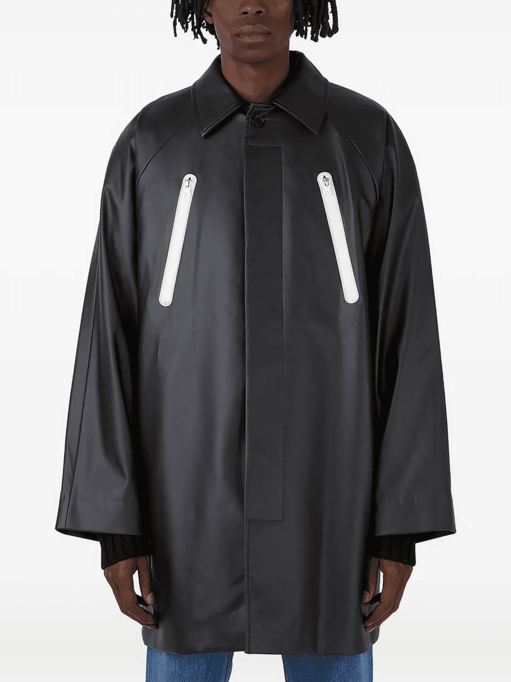 zip-fastening raglan-sleeve coat - Image 1