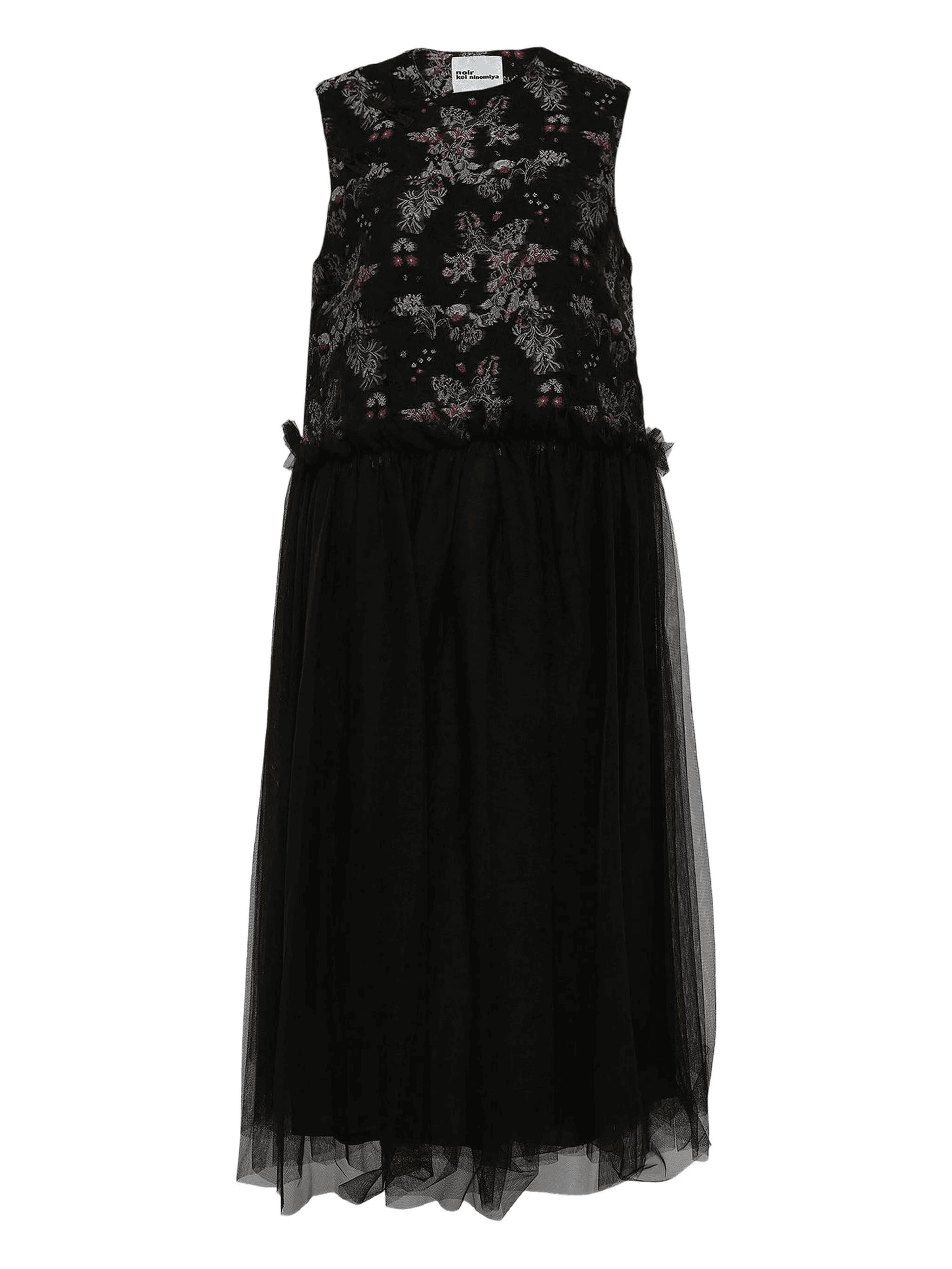 floral-jacquard tulle midi dress - Image 1