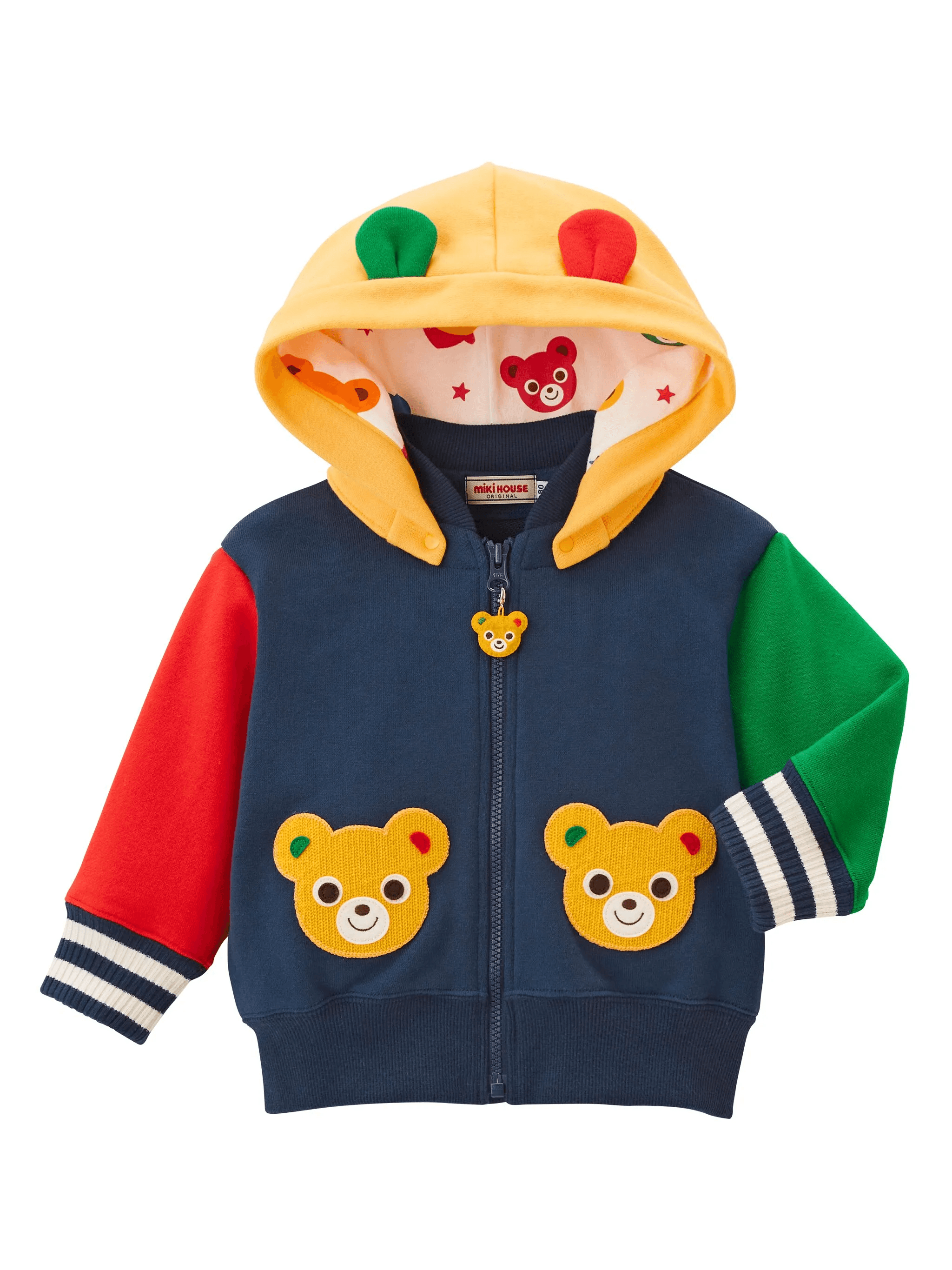 bear-embroidered cotton hooded jacket - Image 1
