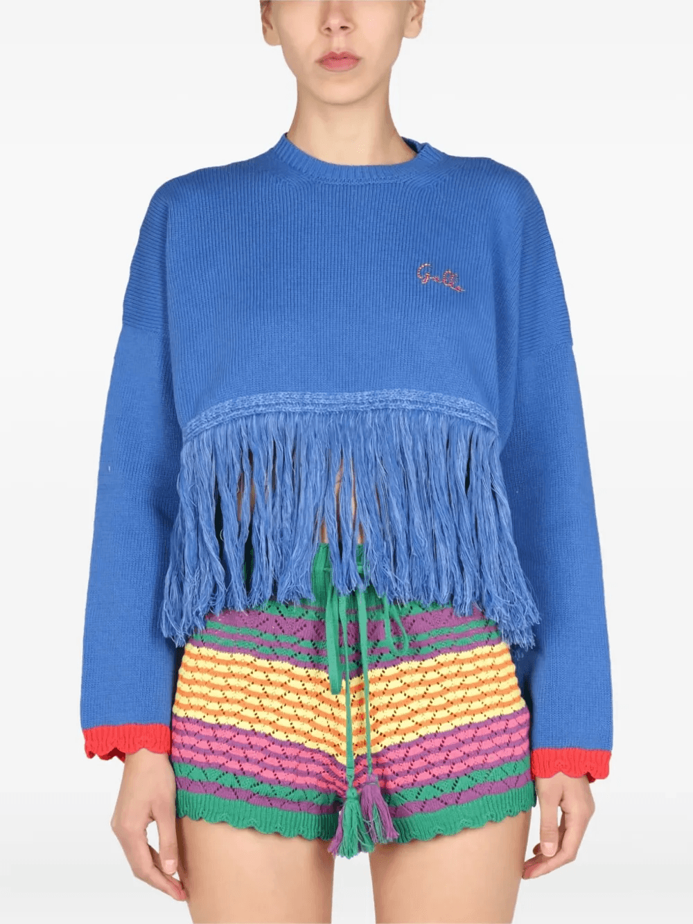 fringed long-sleeves sweater - Image 1