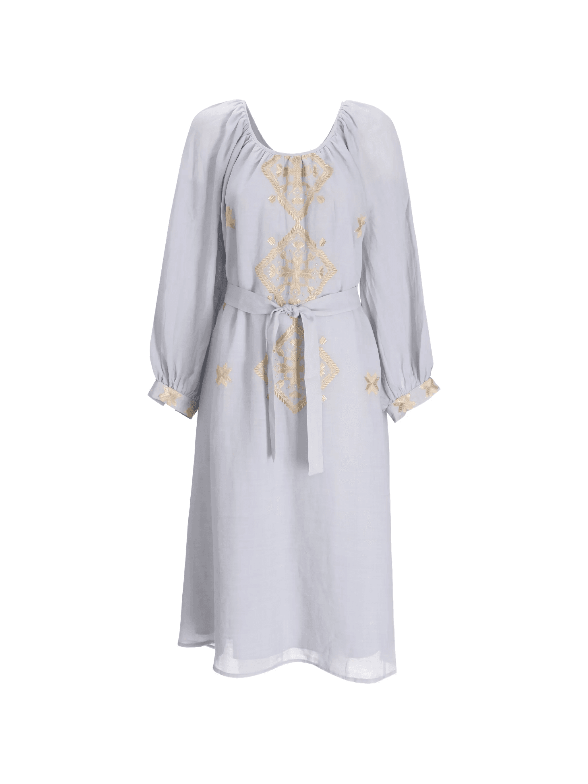 embroidered tie midi dress - Image 1