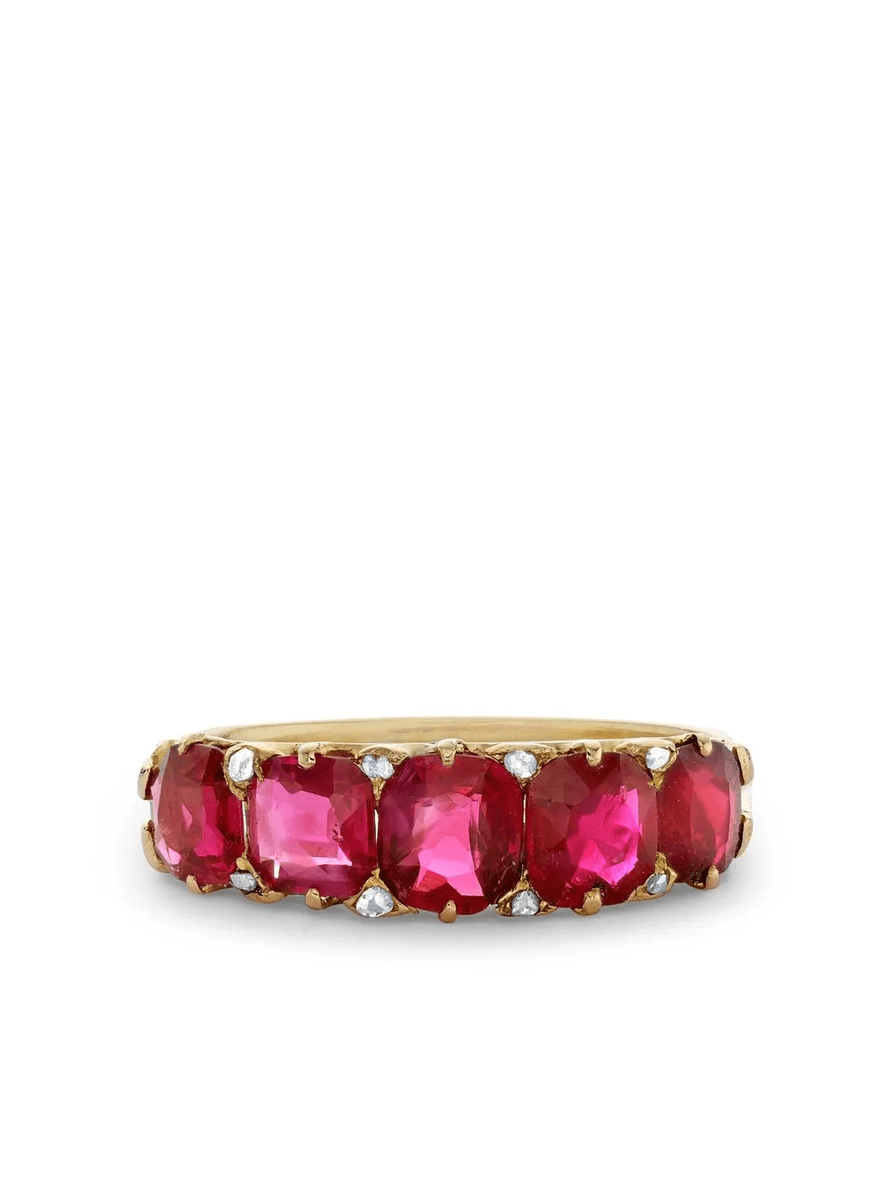 18kt yellow gold Victorian Five Stone Burmese ruby ring - Image 1