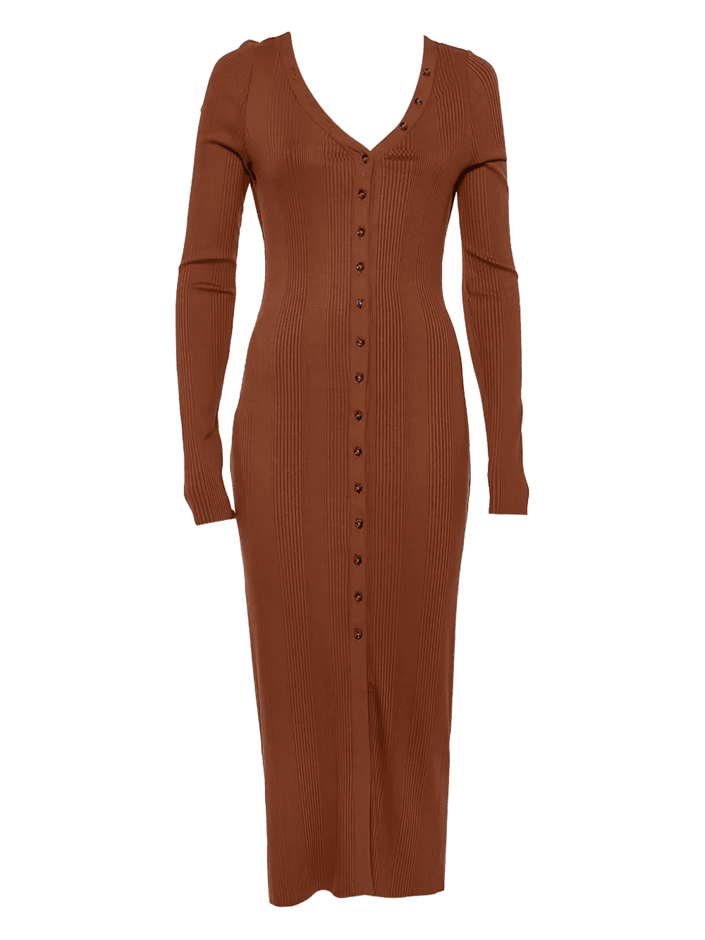 ribbed button maxi dress - Image 1