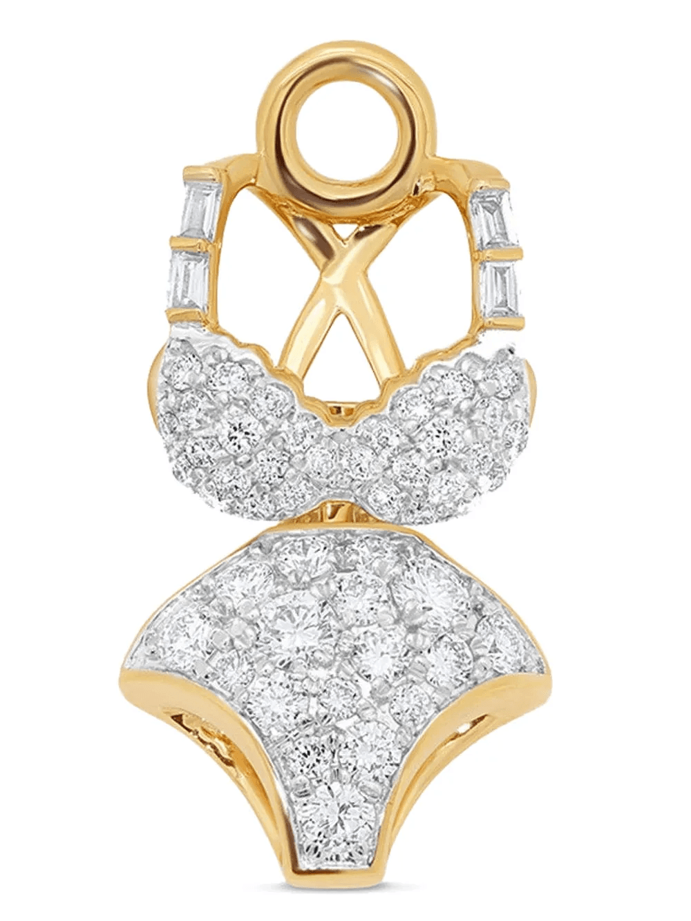 18K yellow gold Papua bikini-shape diamond  charm - Image 1