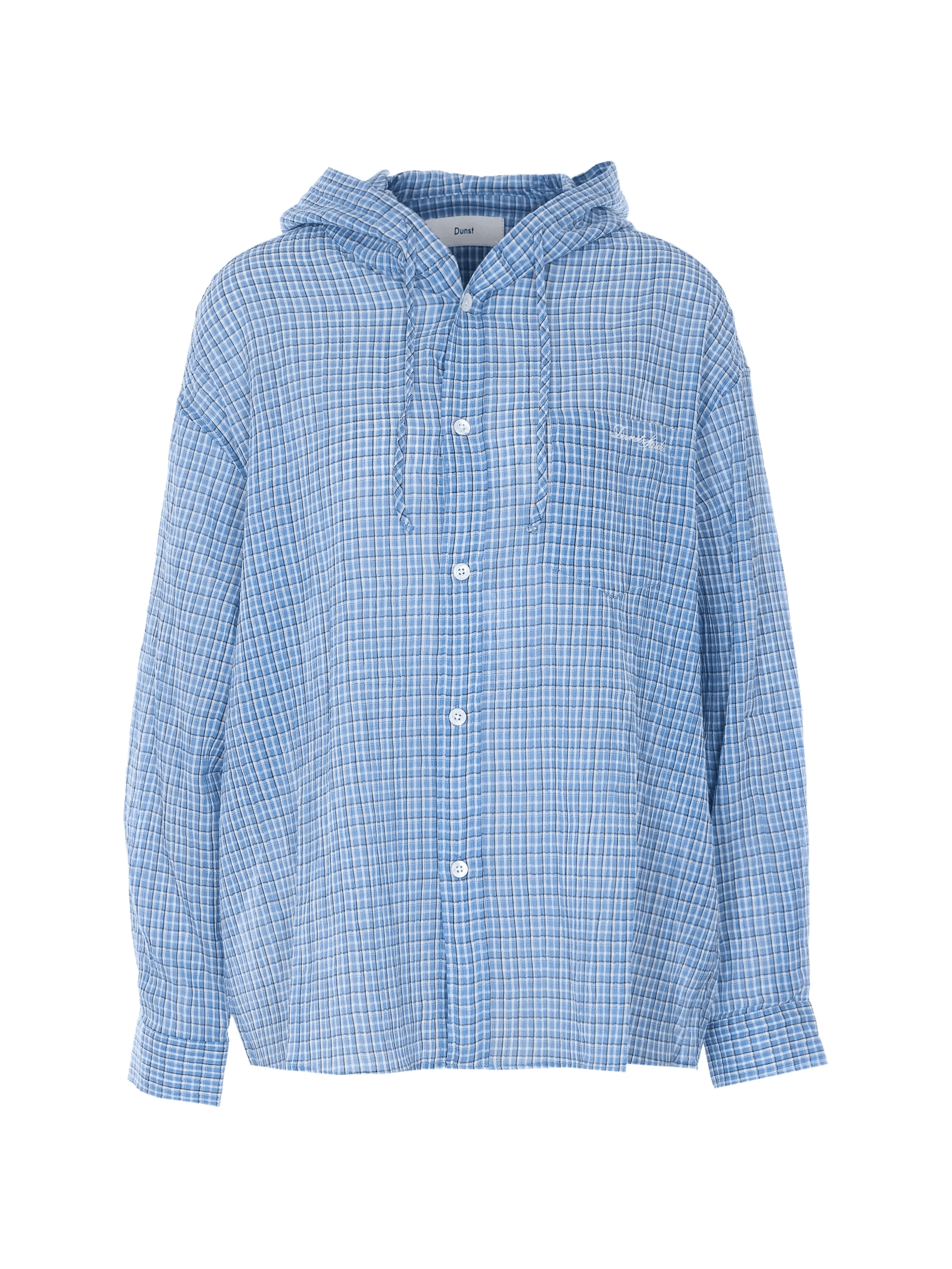 hooded checked-pattern shirt - Image 1