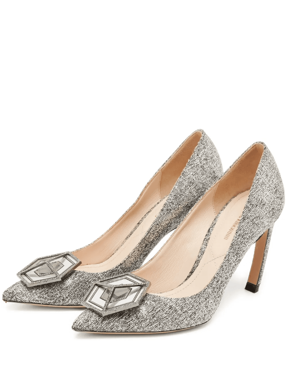pre-owned 110mm textured pointed-toe pumps - Image 1