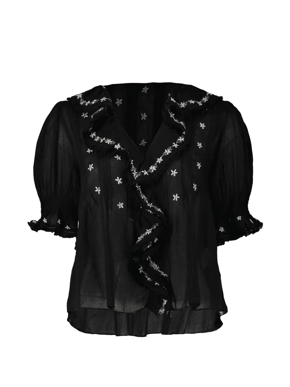 Hettie floral-embroidered ruffled blouse - Image 1