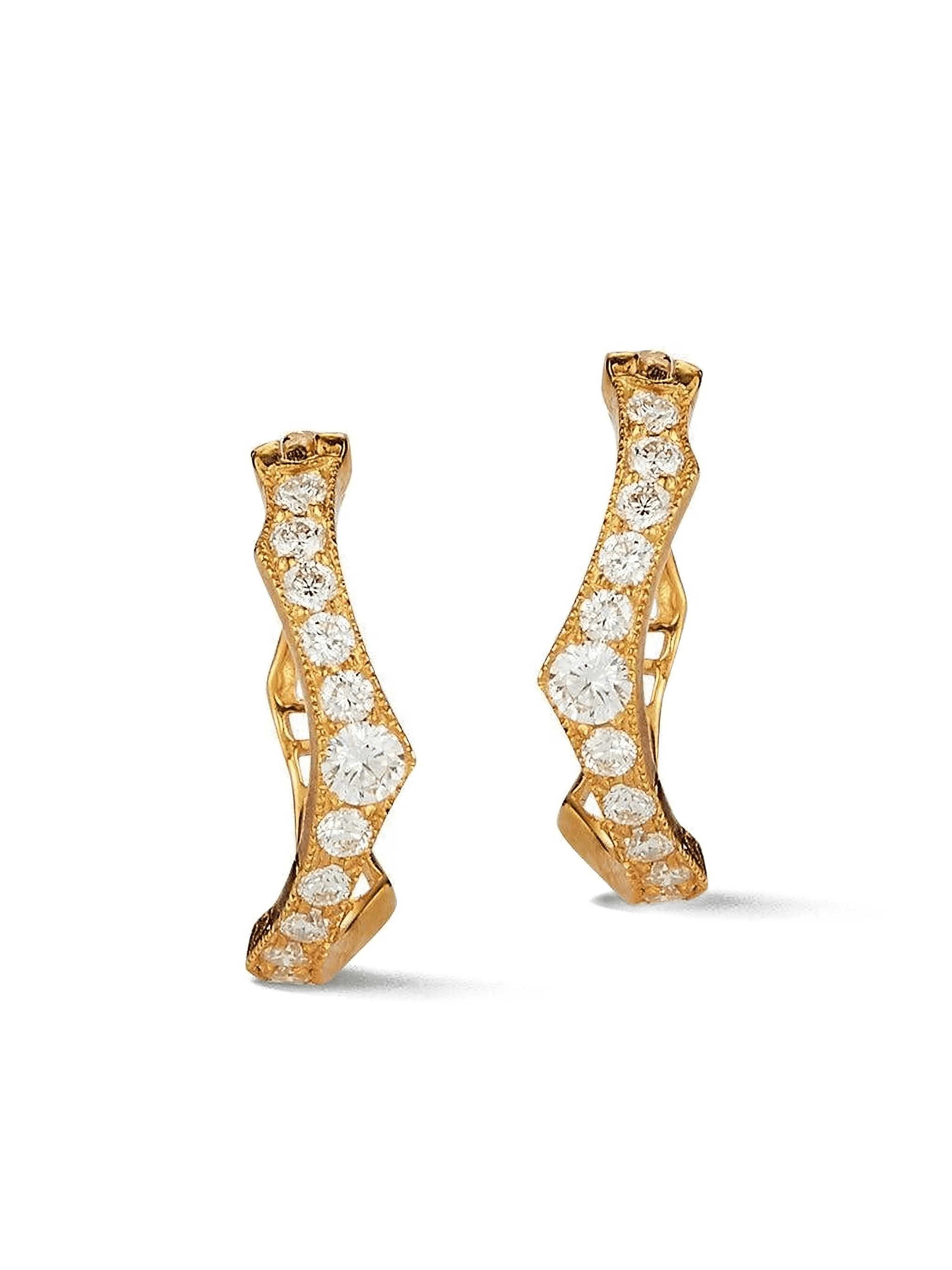 18k yellow gold Briar diamond huggie earrings - Image 1