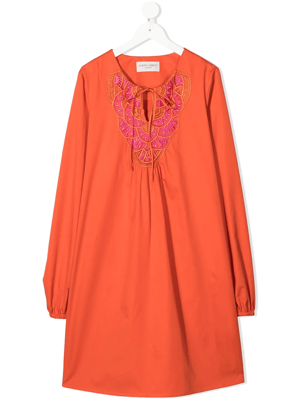 embroidered neck tunic dress - Image 1