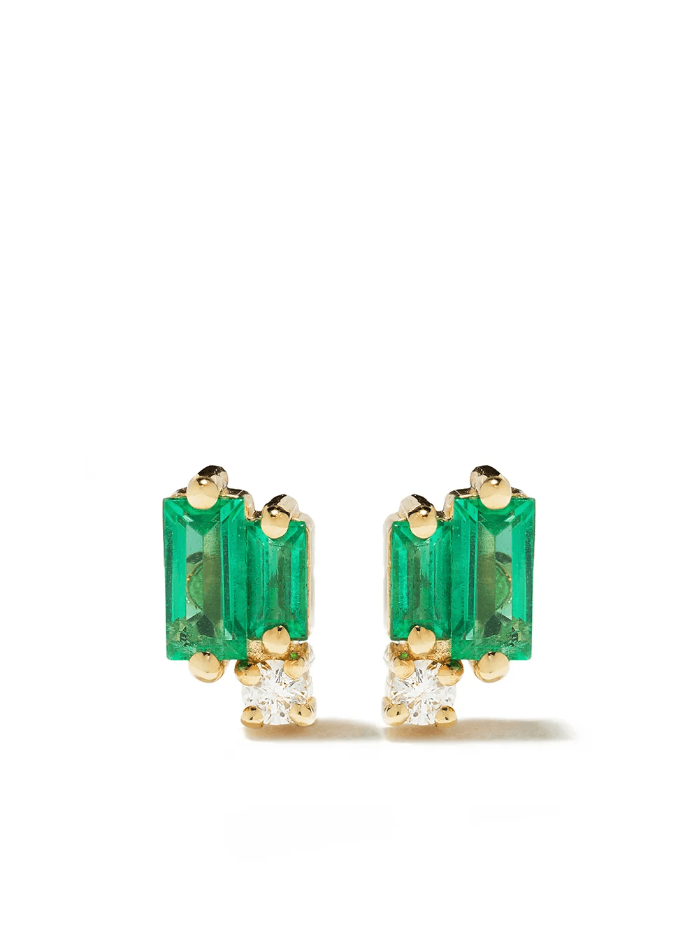 18kt yellow gold Fireworks emerald and diamond studs - Image 1