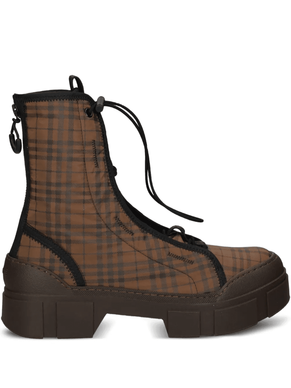 plaid-pattern lace-up boots - Image 1